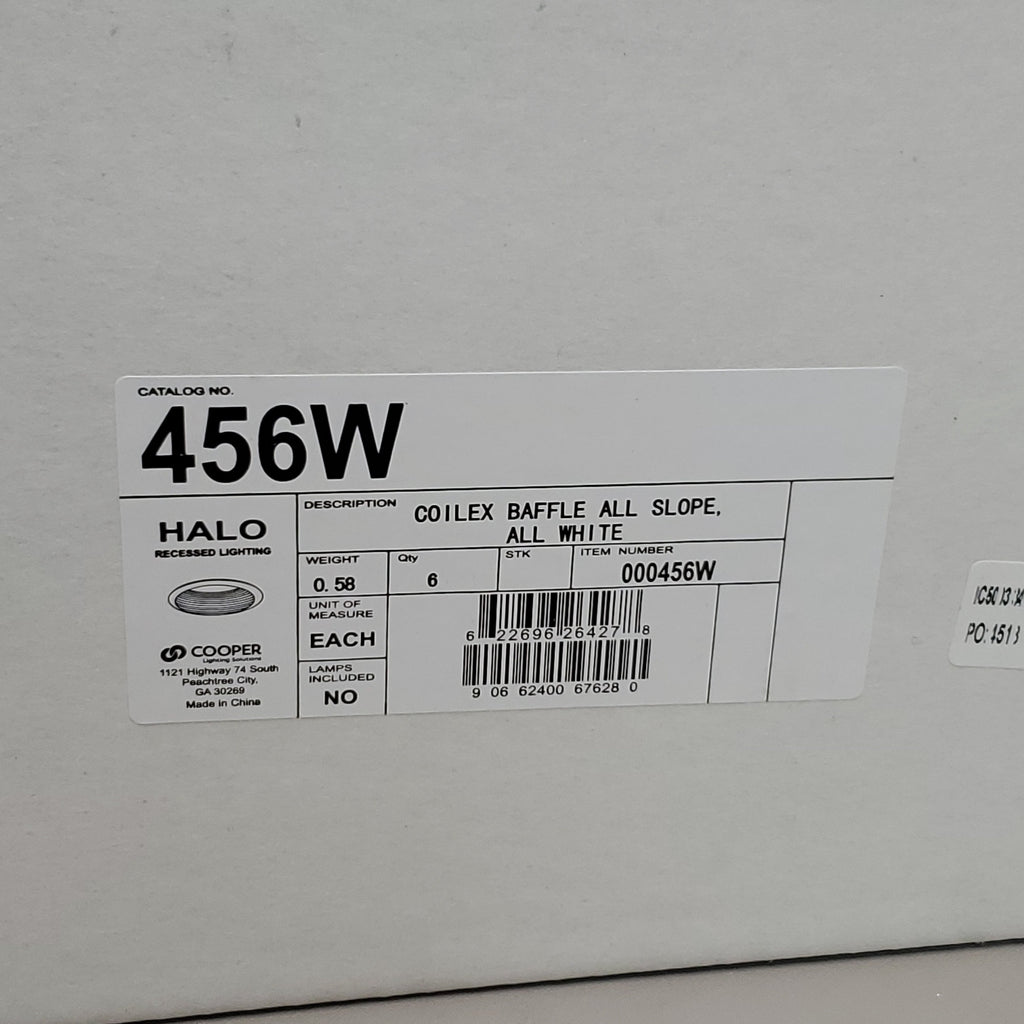 HALO LIGHTING 6-PACK! Coilex Baffle Inserts Slope 6" All White 456W (New)
