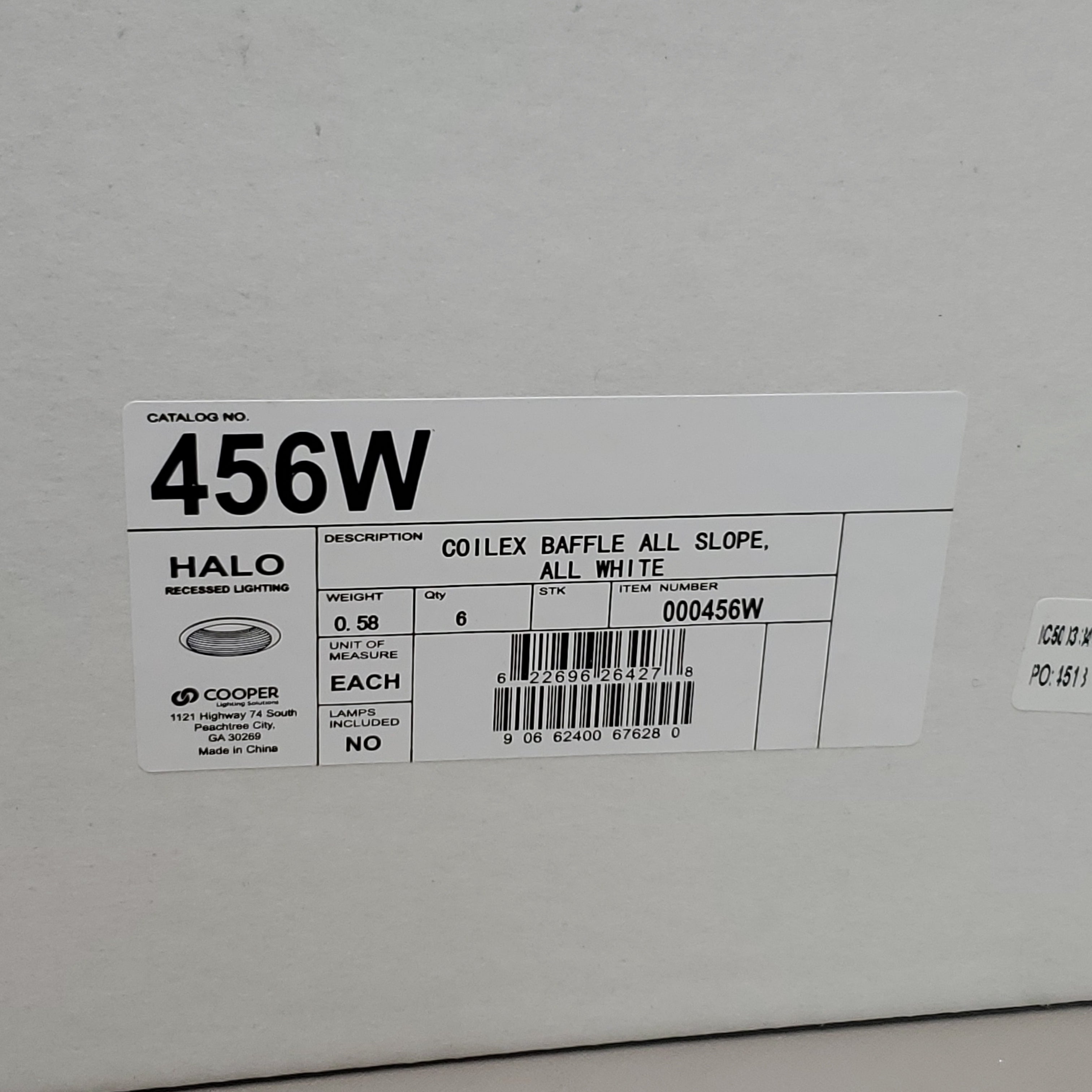 HALO LIGHTING 6-PACK! Coilex Baffle Inserts Slope 6" All White 456W (New)