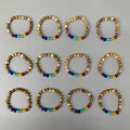 BEST WHOLESALE (12 PACK) Beaded Light Brown Rainbow Crystal Bracelets 3" New