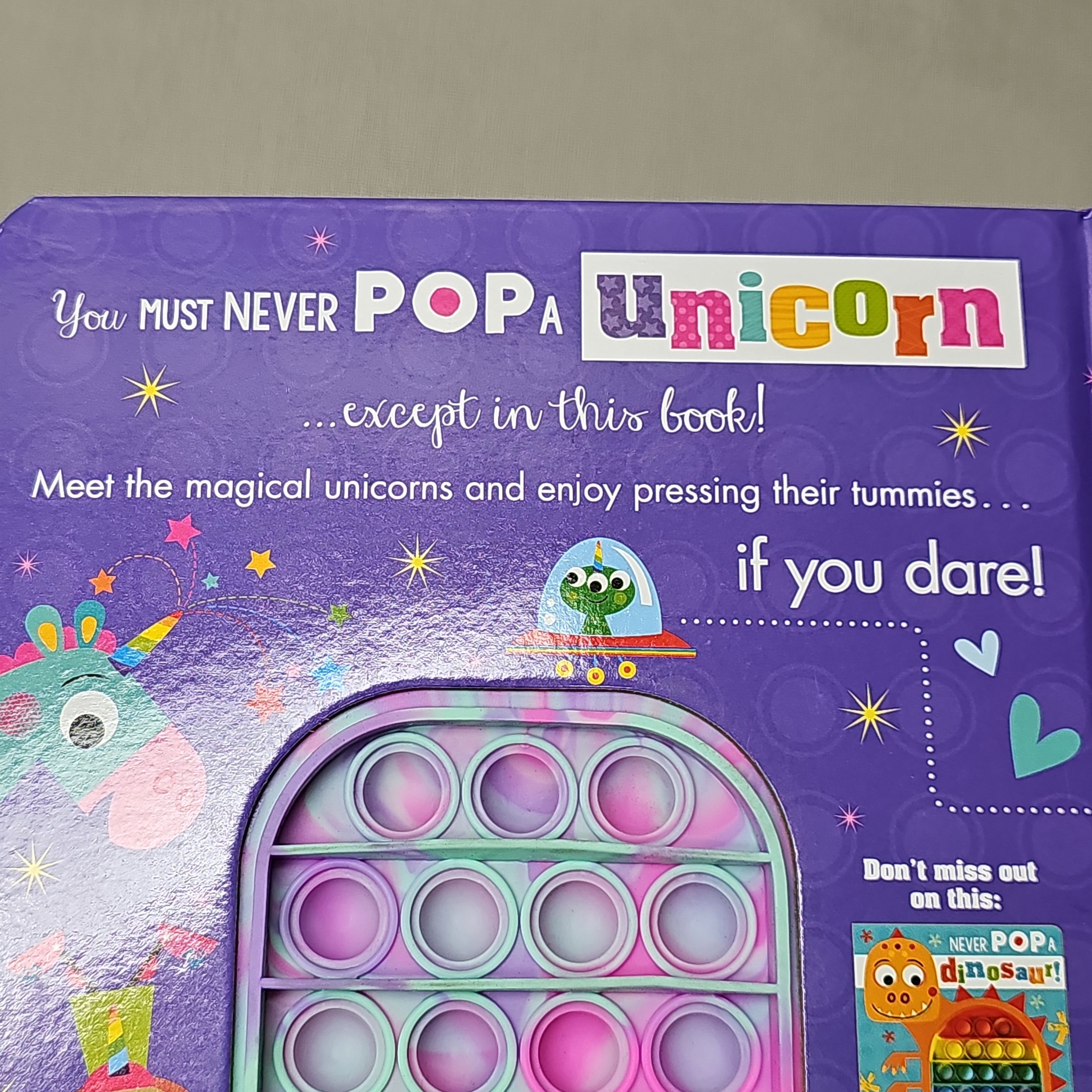 MAKE BELIEVE IDEAS Never Pop A Unicorn Hardback Book With Pop-It (New)