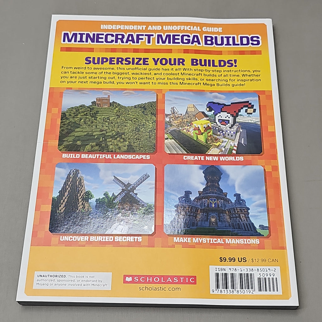 SCHOLASTIC Minecraft Mega Builds 100% Unofficial Paperback Book (New)