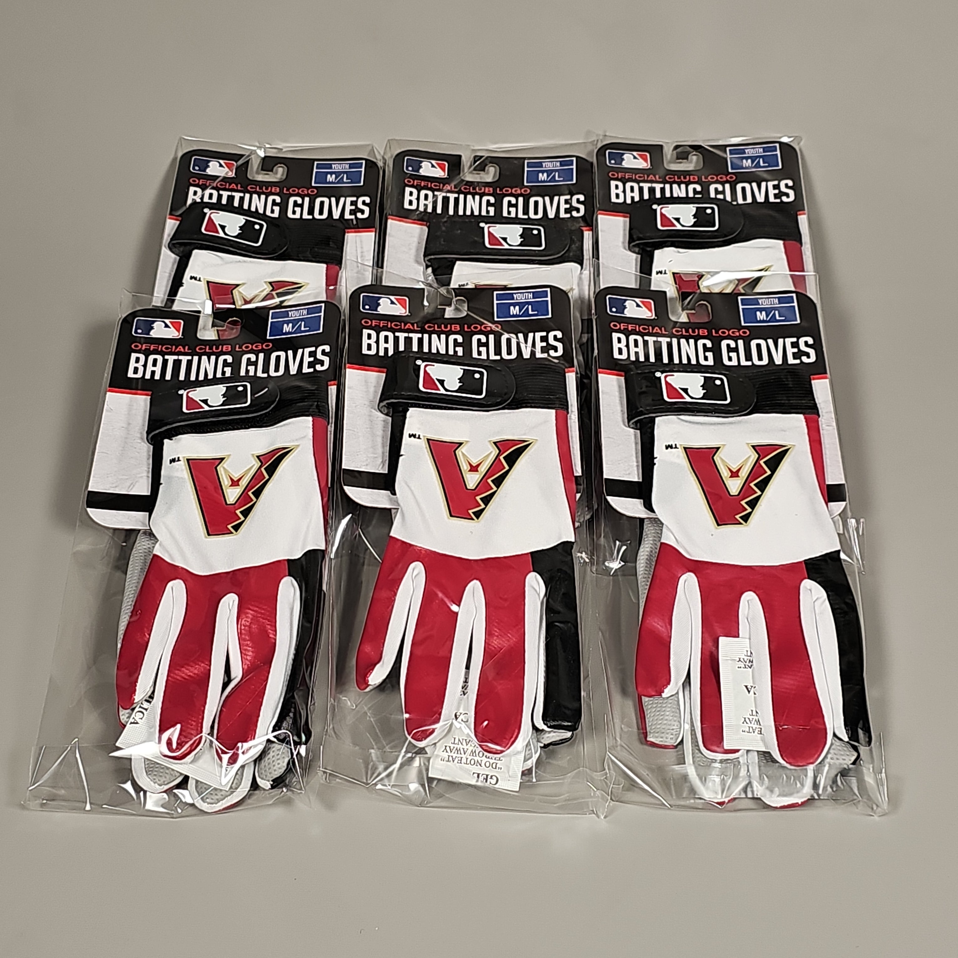FRANKLIN SPORTS (6 PAIR) Arizona Diamondbacks Youth Batting Gloves Sz Youth M/L 76016F29P6