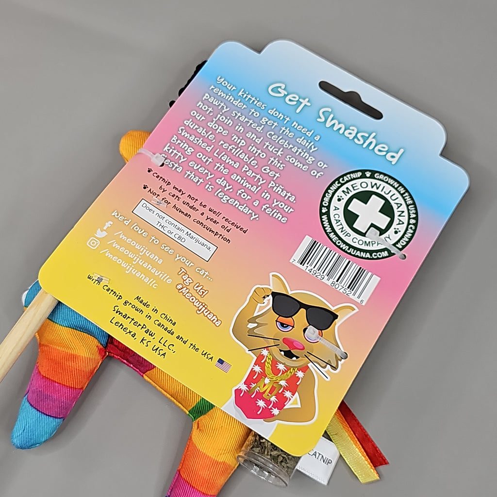 SMARTER PAW Meowijuana Organic Catnip Toy CASE OF 24! Get Smashed Llama Party Pinata Cat Toy (New)