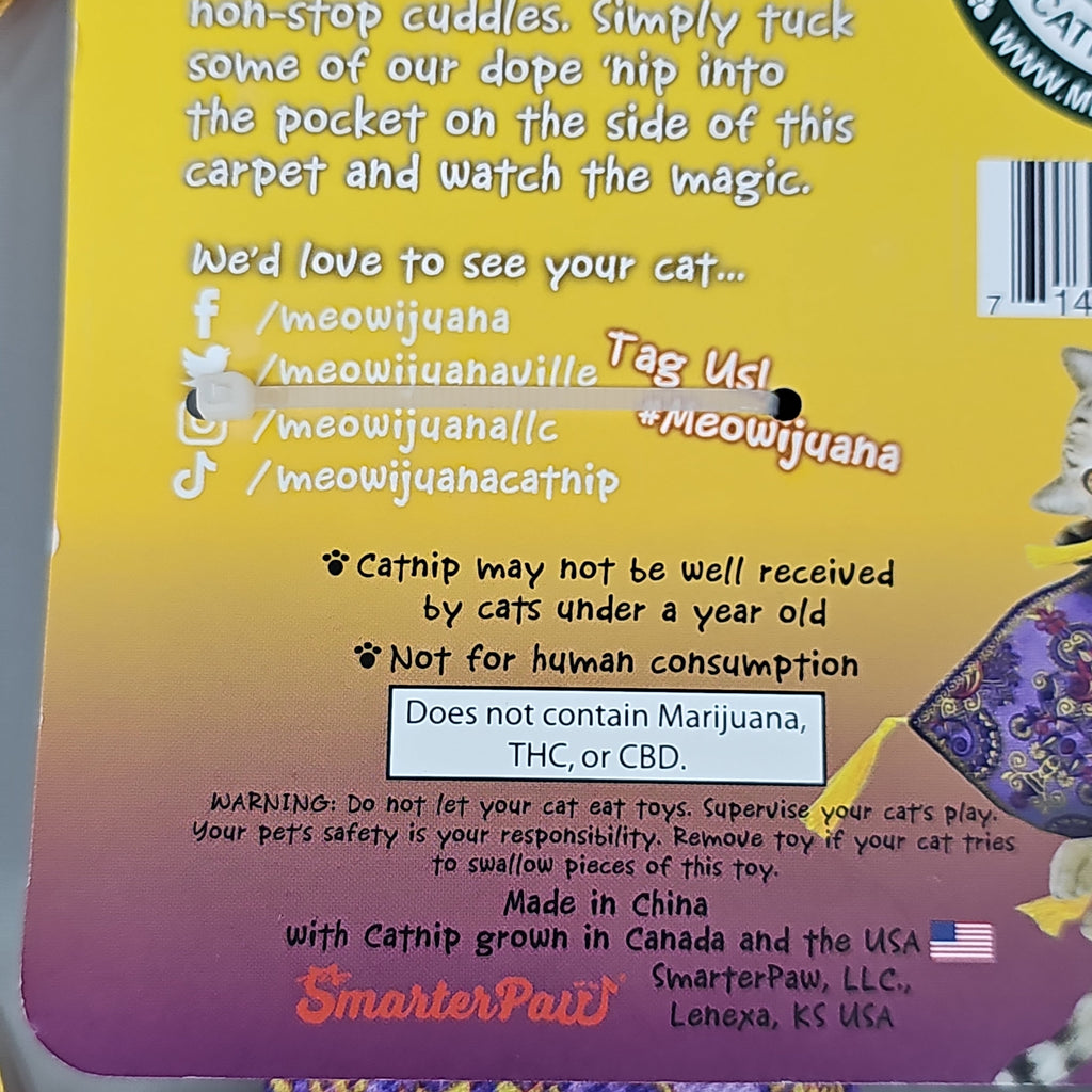 SMARTER PAW Meowijuana Organic Catnip Toy Get a Ride Magic Carpet Cat Toy (New)