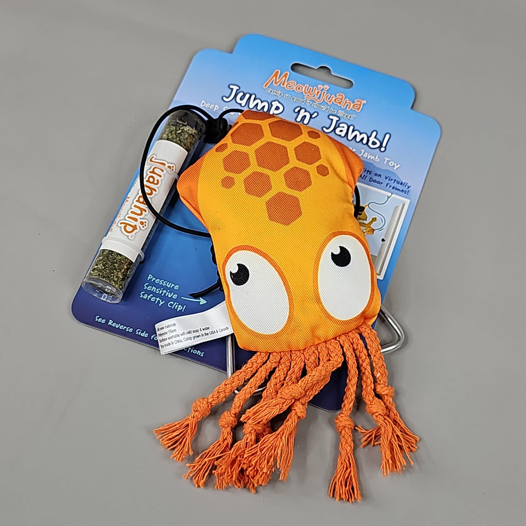 SMARTER PAW Meowijuana Organic Catnip Toy Jump 'n' Jamb Deep Sea Squid Door Jamb Cat Toy (New)