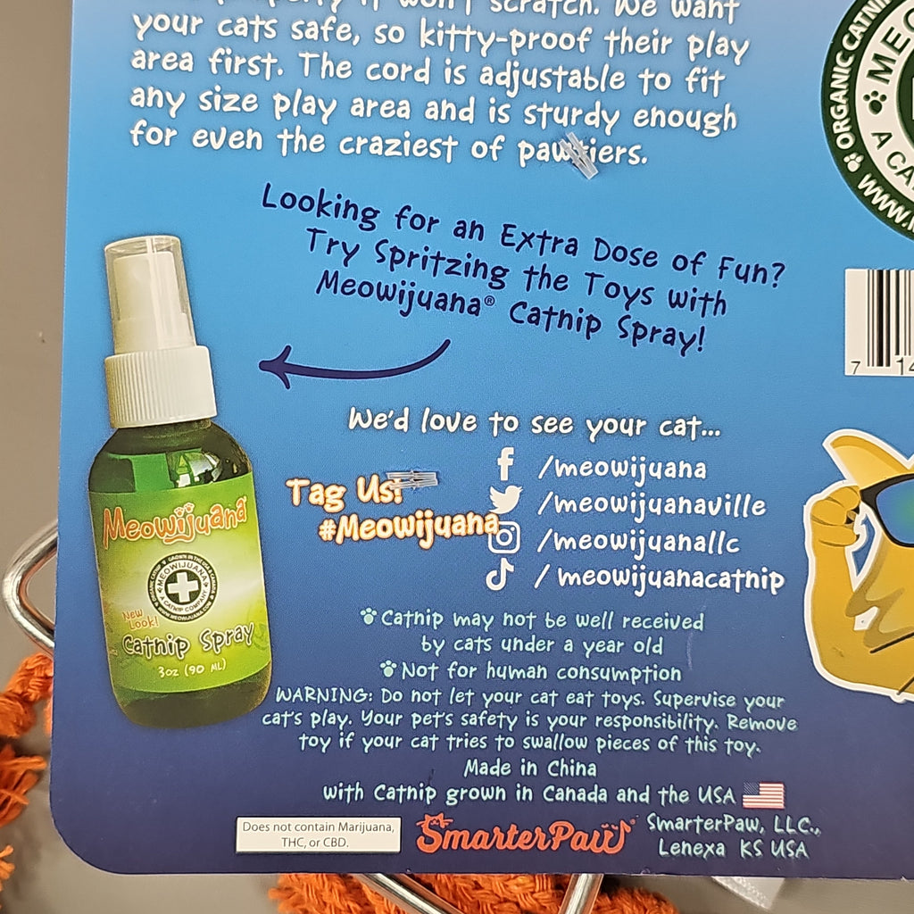 SMARTER PAW Meowijuana Organic Catnip Toy Jump 'n' Jamb Deep Sea Squid Door Jamb Cat Toy (New)