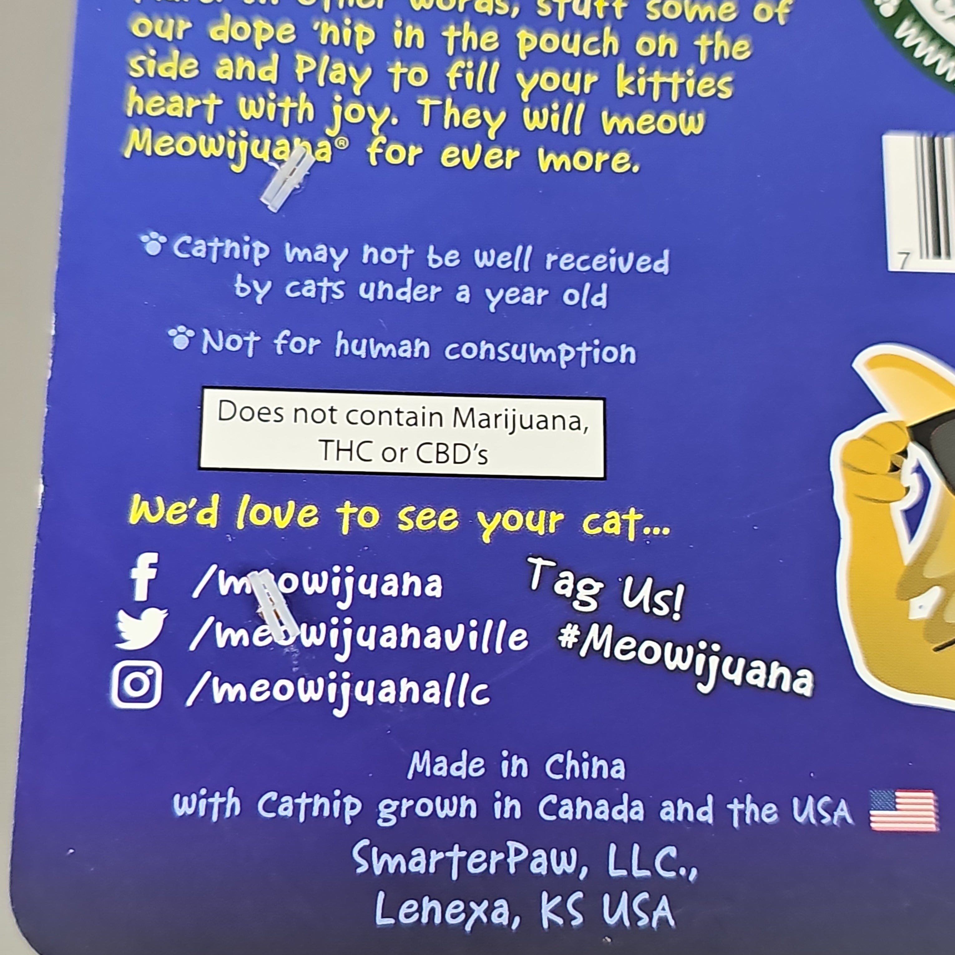 SMARTER PAW Meowijuana Organic Catnip Toy CASE OF 24! Get Hung Moon & Starts Cat Toy (New)
