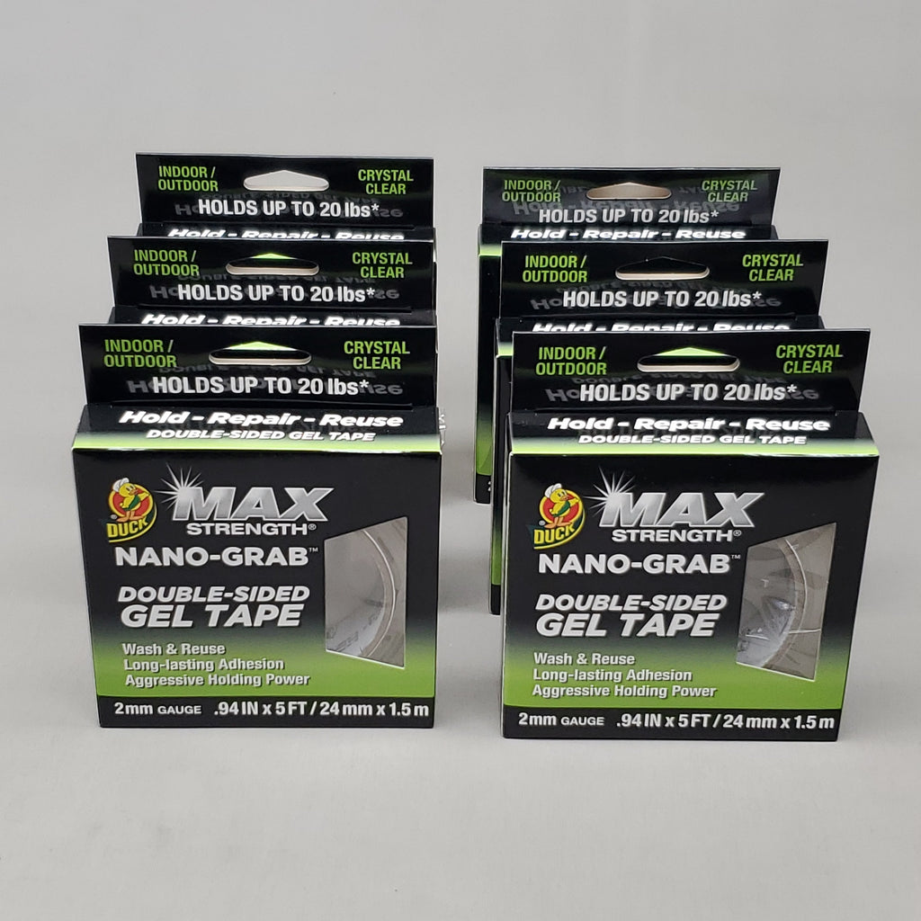 SHURTAPE 6 Pack Duck Max Strength Nano-Grab Double Sided Gel Tape .49"X5' 2mm Gauge