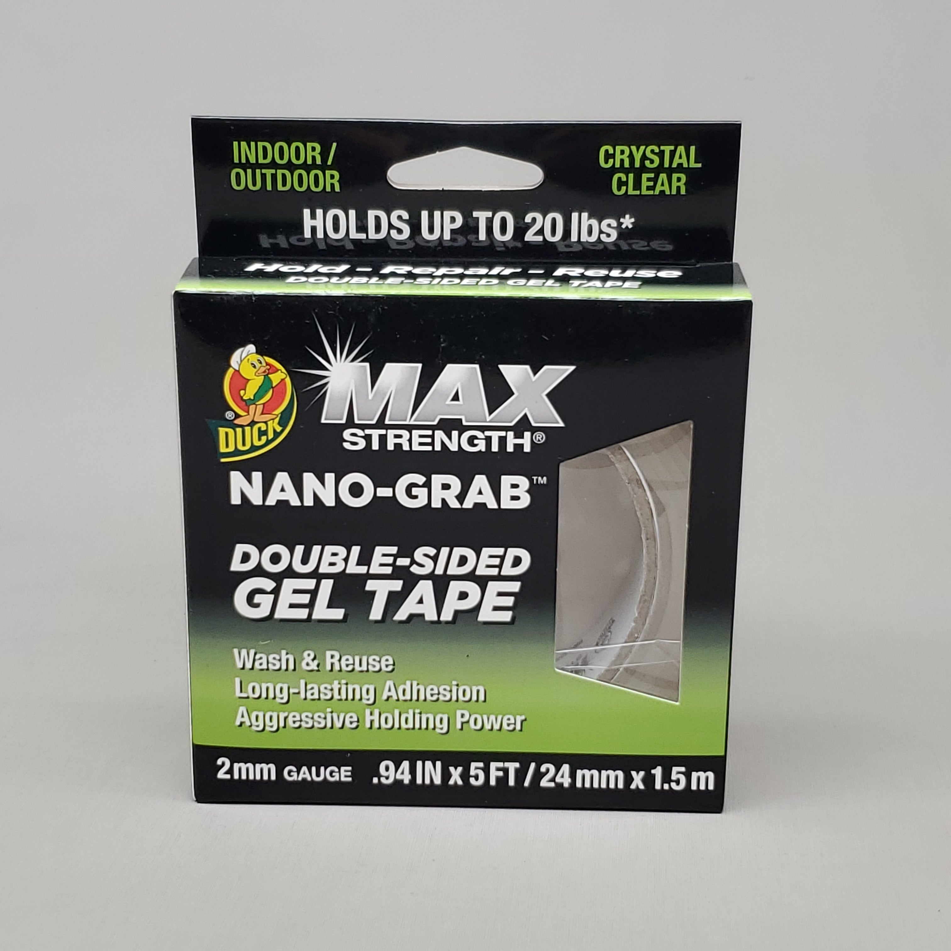 SHURTAPE Duck Max Strength Nano-Grab Double Sided Gel Tape .49"X5' 2mm Gauge (New)
