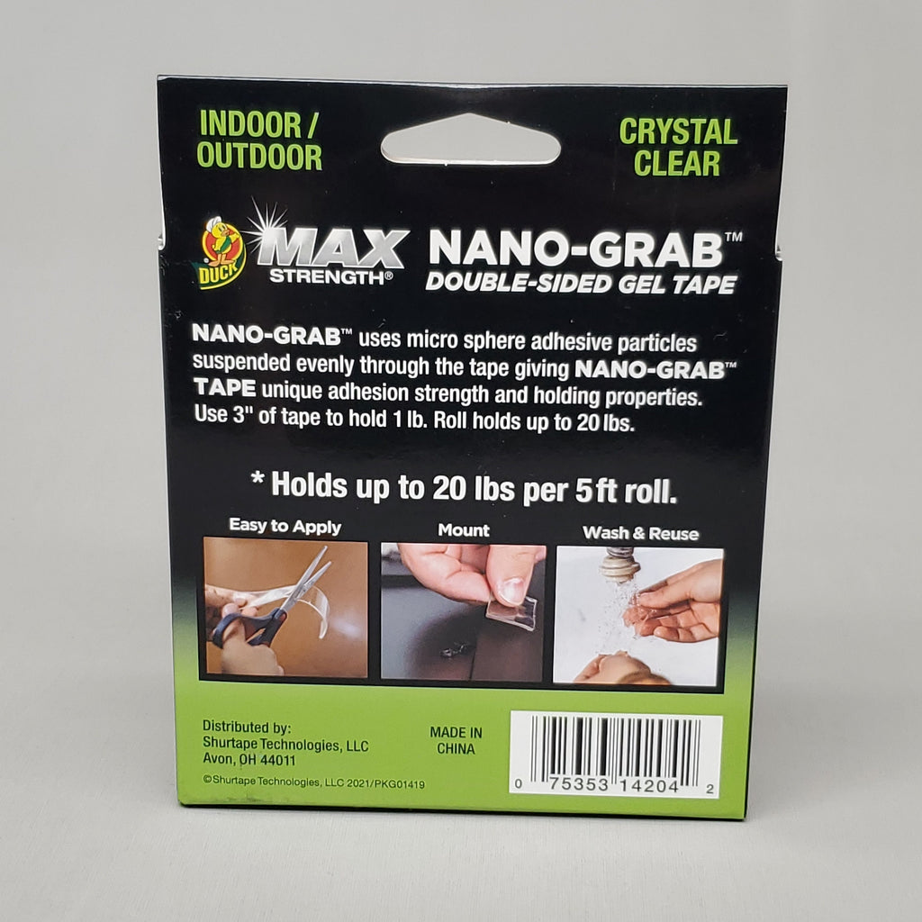 SHURTAPE Duck Max Strength Nano-Grab Double Sided Gel Tape .49"X5' 2mm Gauge (New)