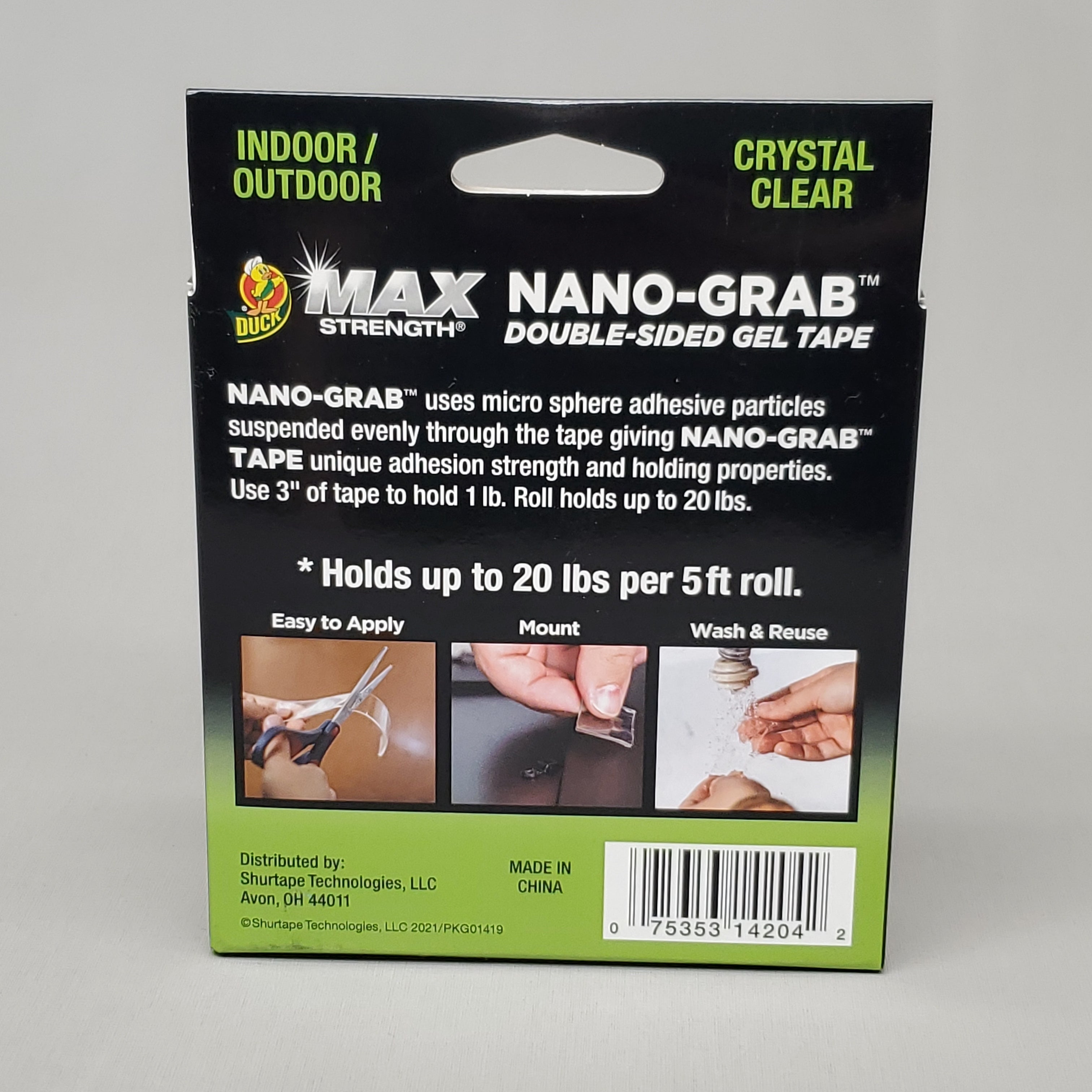 SHURTAPE Duck Max Strength Nano-Grab Double Sided Gel Tape .49"X5' 2mm Gauge (New)