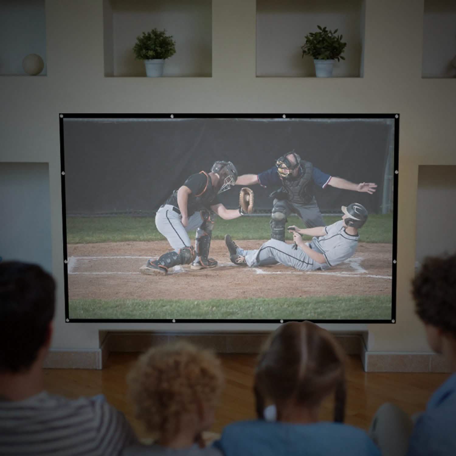16:9 Foldable Projector Screen Anti-Crease Wall Mounted
