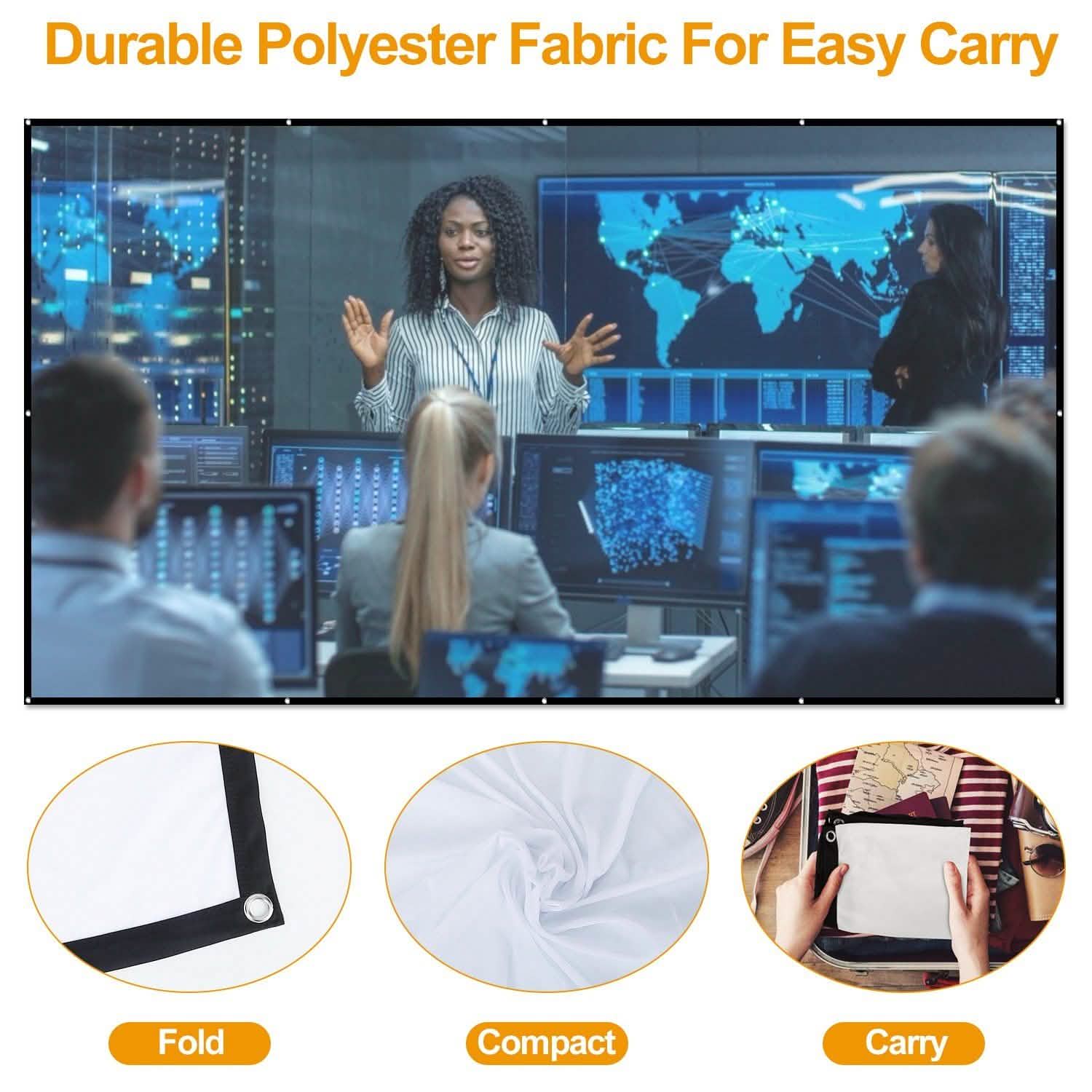 16:9 Foldable Projector Screen Anti-Crease Wall Mounted