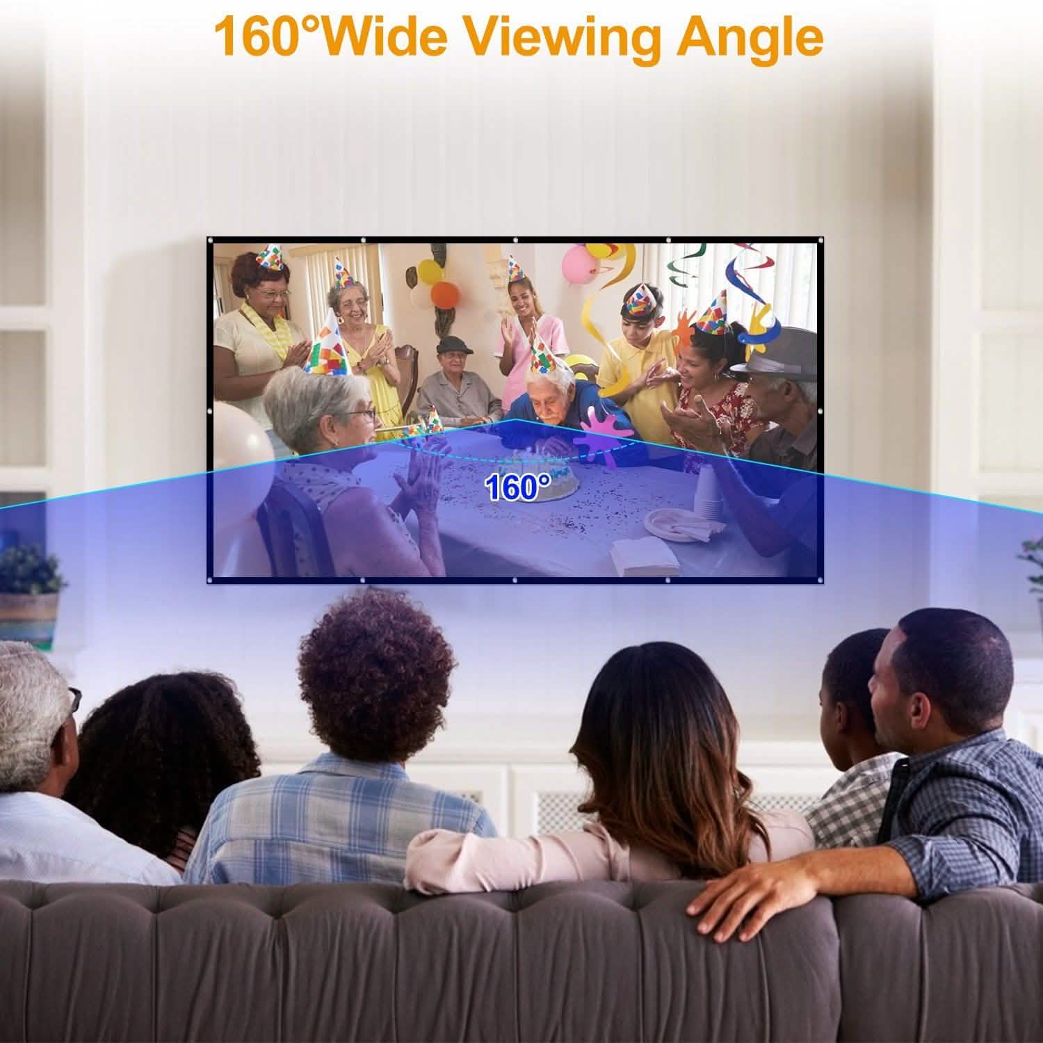 16:9 Foldable Projector Screen Anti-Crease Wall Mounted