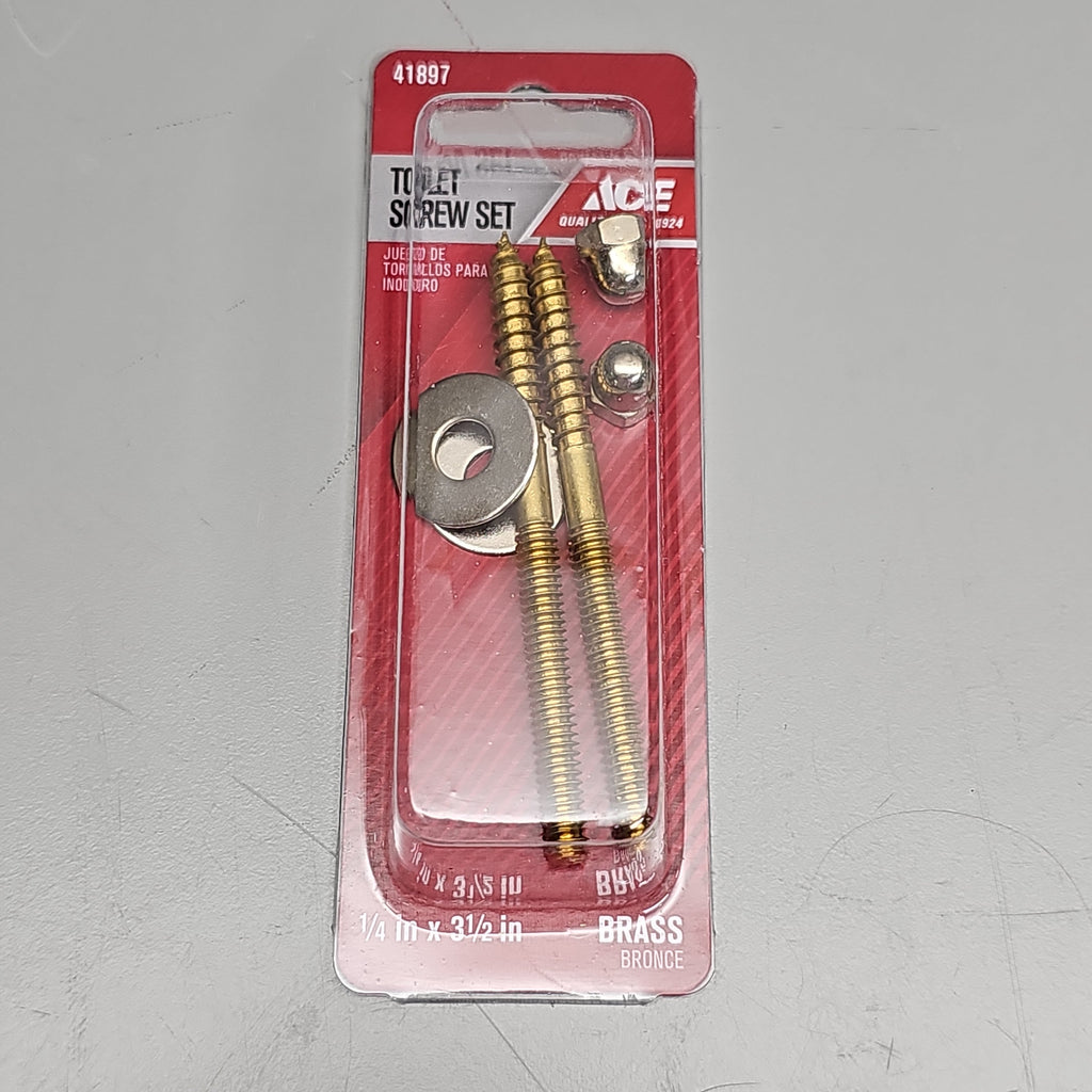 ACE HARDWARE Toilet Screw Set 4-Pk 1/4" x 3.5" Brass ACE835-161 41897 (New)