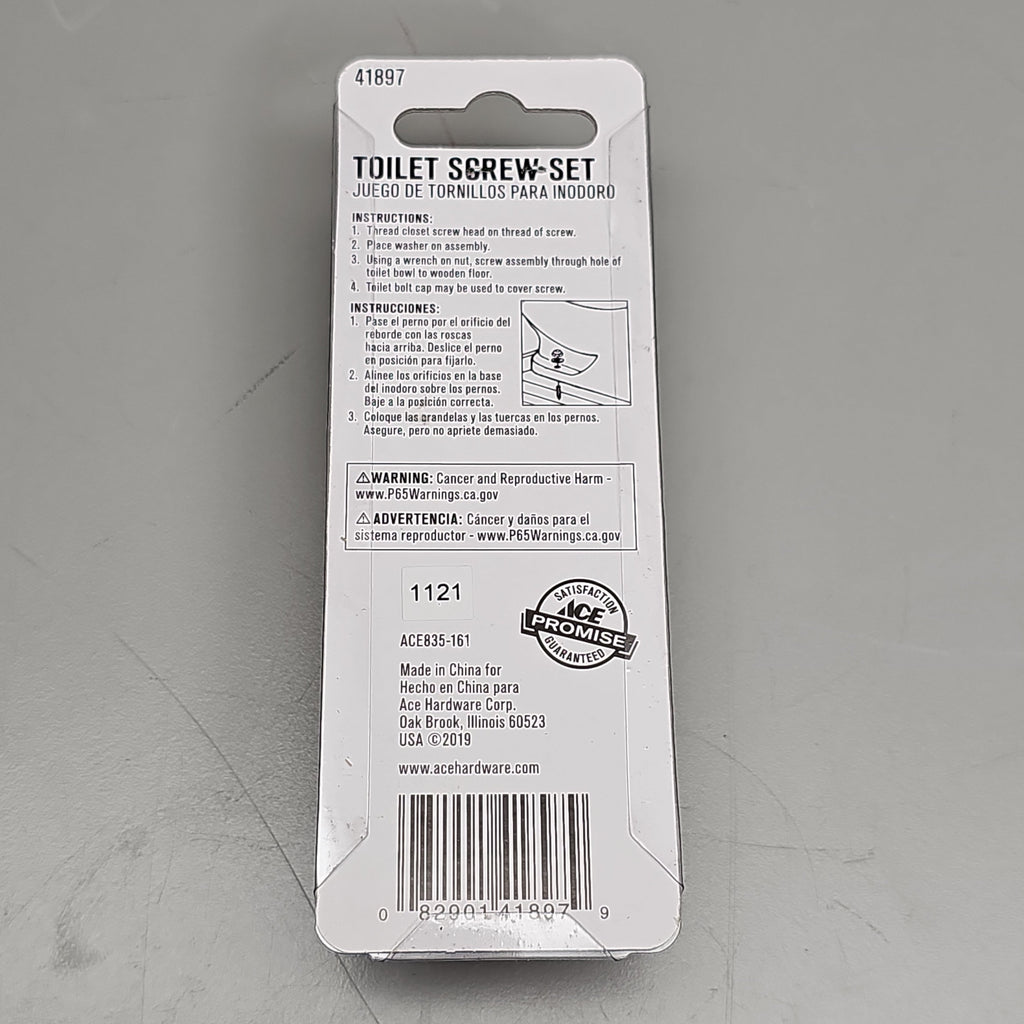 ACE HARDWARE Toilet Screw Set 4-Pk 1/4" x 3.5" Brass ACE835-161 41897 (New)