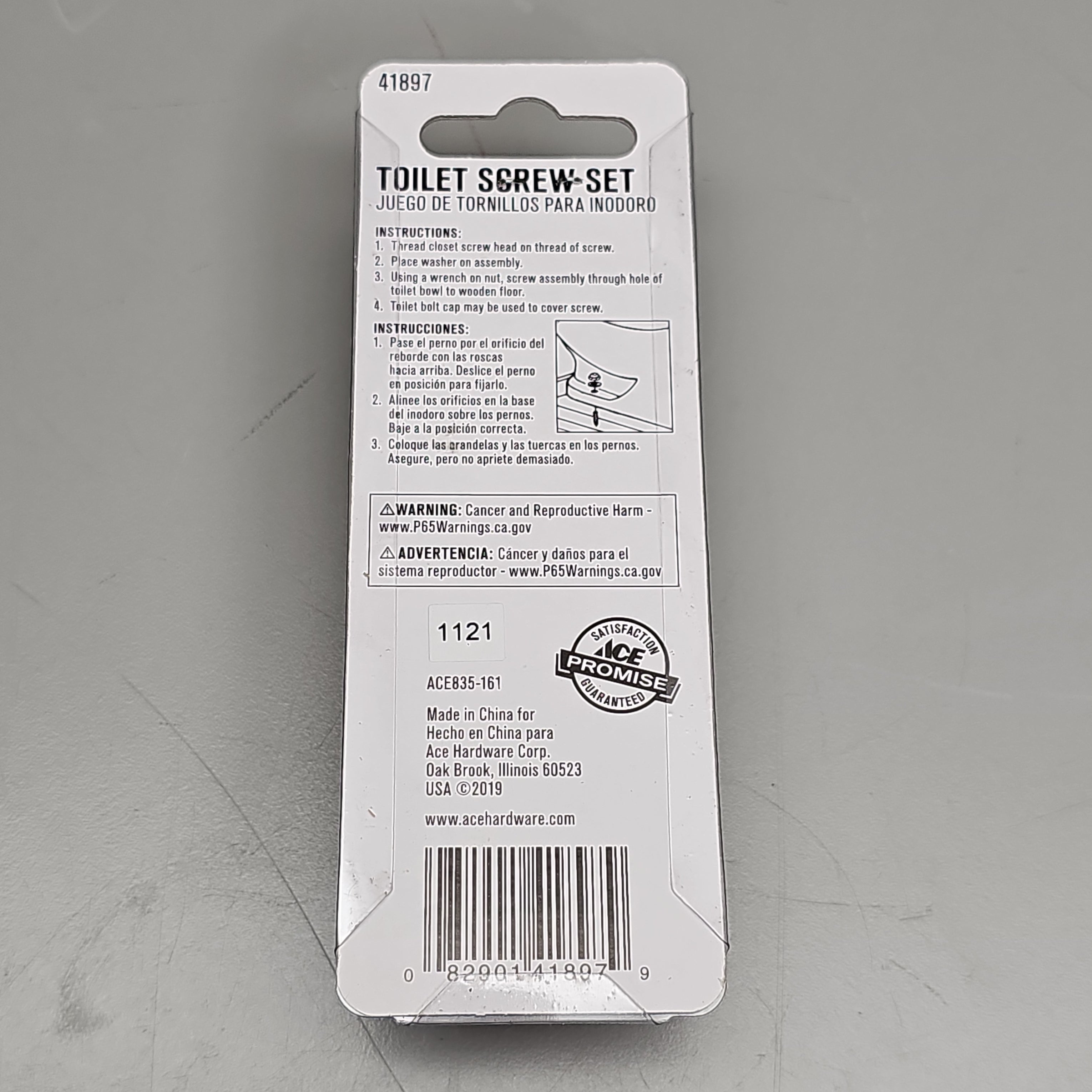 ACE HARDWARE Toilet Screw Set 4-Pk 1/4" x 3.5" Brass ACE835-161 41897 (New)