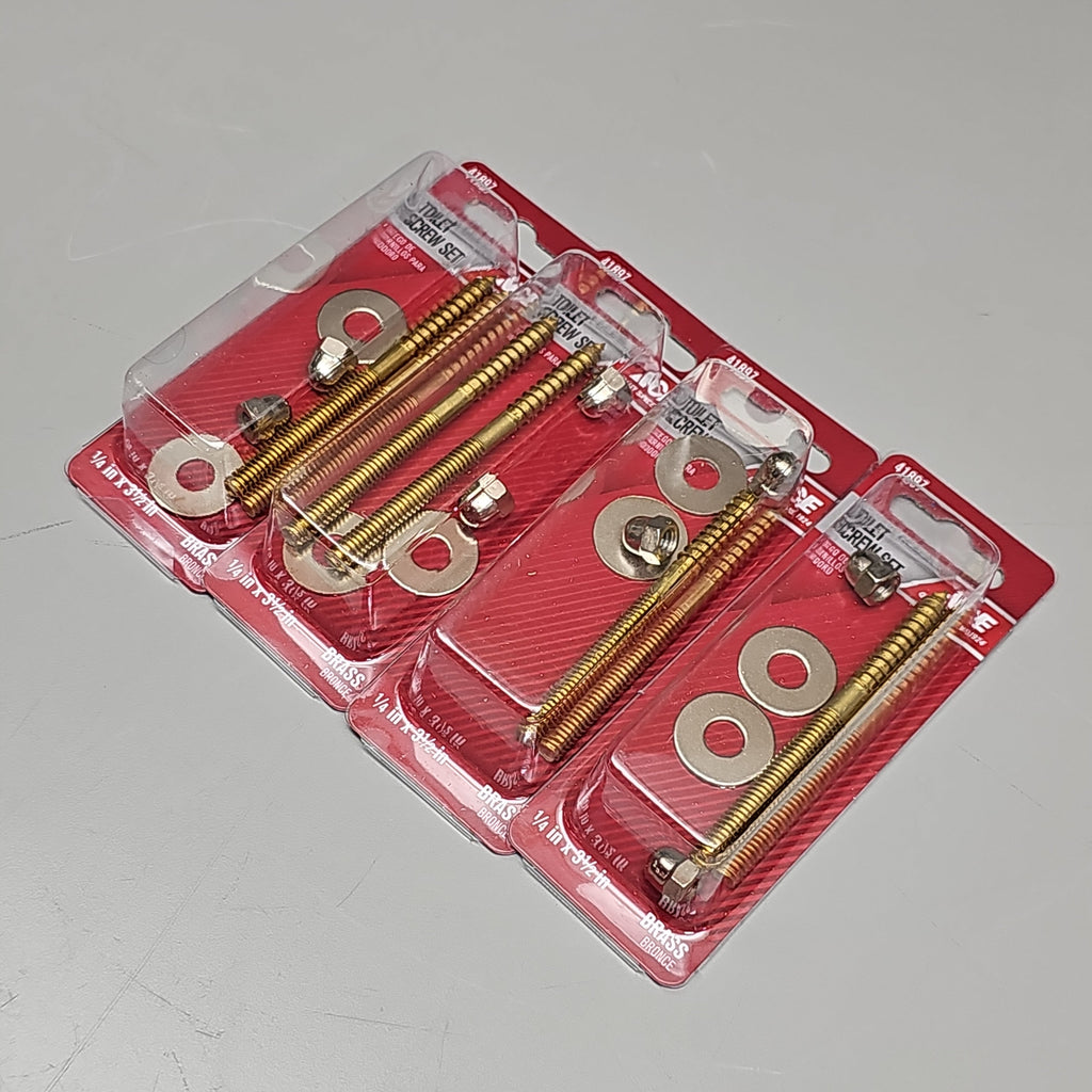 ACE HARDWARE Toilet Screw Set 12-Pk 1/4" x 3.5" Brass ACE835-161 41897 (New)