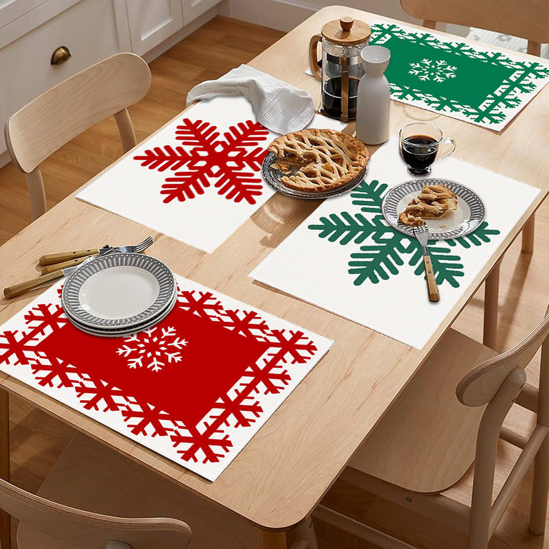 Christmas snowflake print placemat Christmas party decoration table mat living room dining table insulation mat