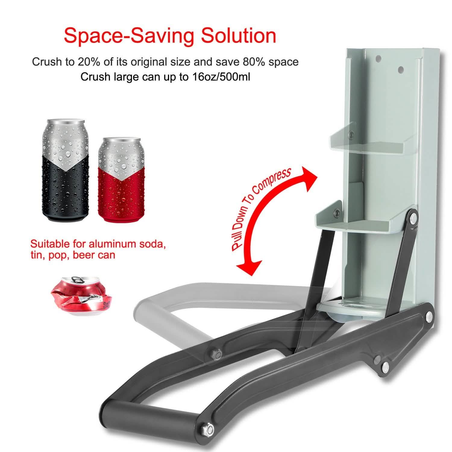 16oz Can Crusher Heavy Duty Metal with Bottle Opener Wall Mounted