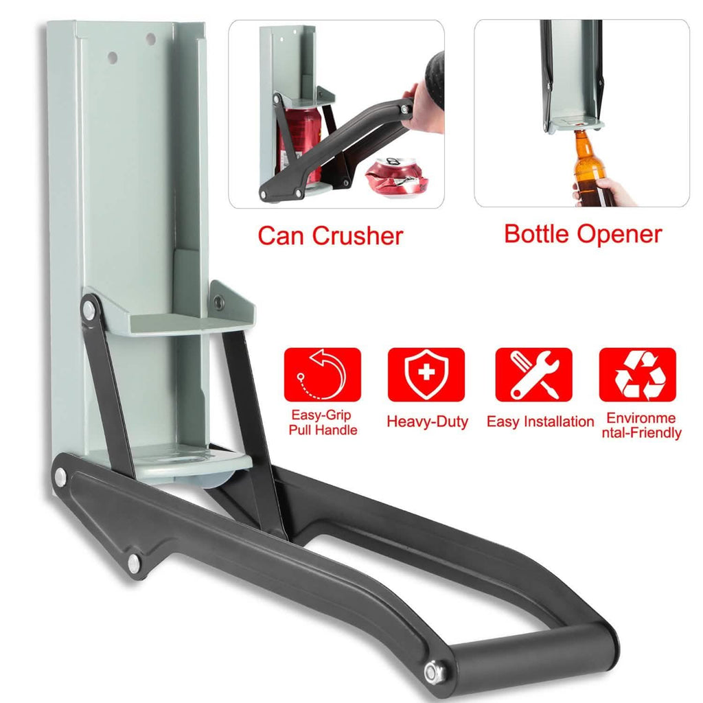 16oz Can Crusher Heavy Duty Metal with Bottle Opener Wall Mounted