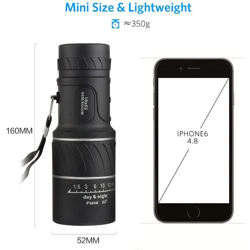 16x52 Monocular Dual Focus Optics Zoom Telescope