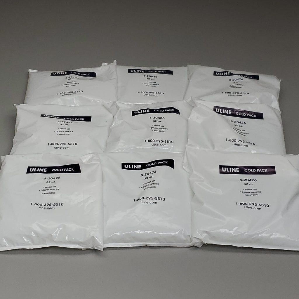 ULINE Case of 9 Single Use Cold Packs 32 oz, S-20426 (New)