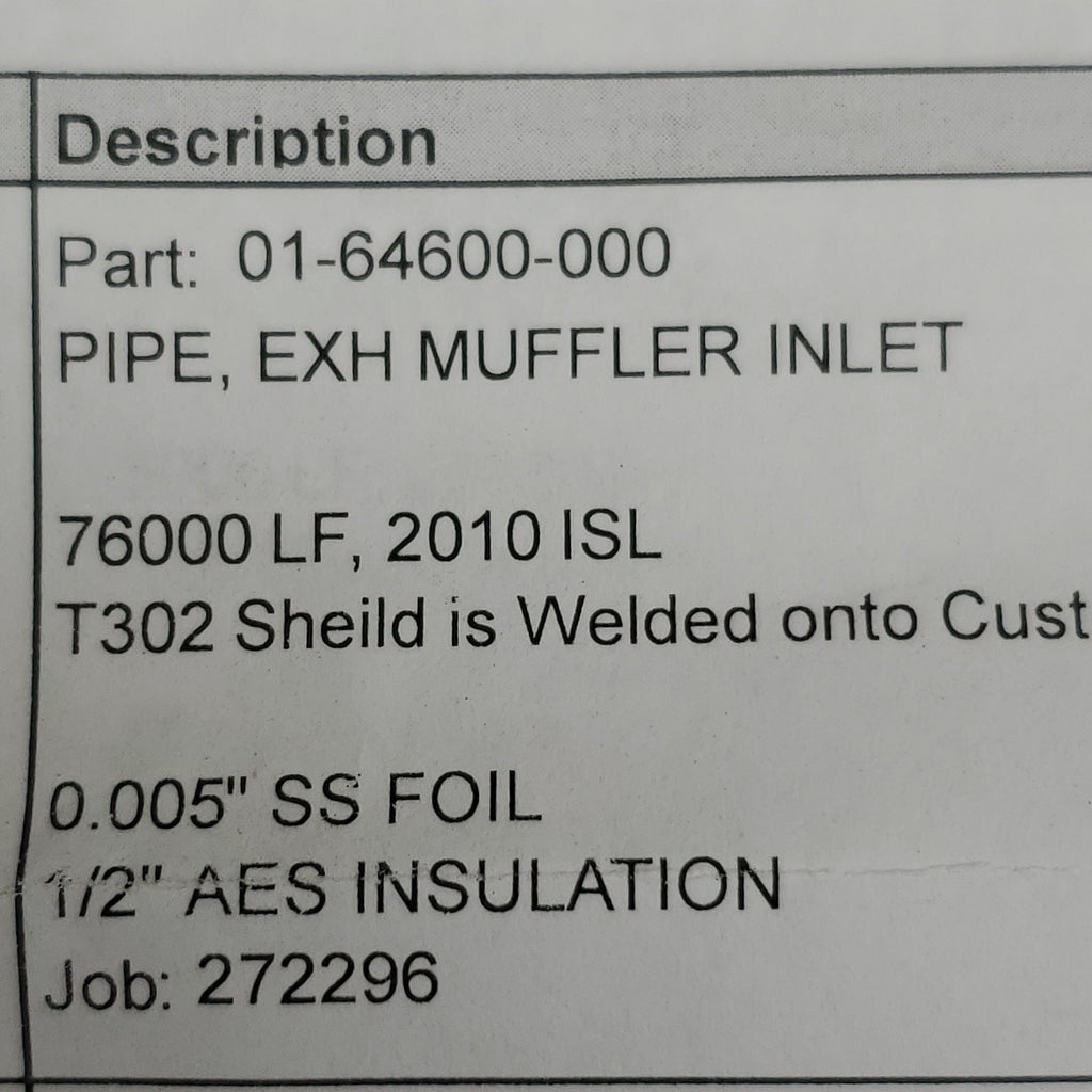 INSULTECH Exhaust Muffler Inlet Insulated Pipe S-Shape 0164600000 (New)