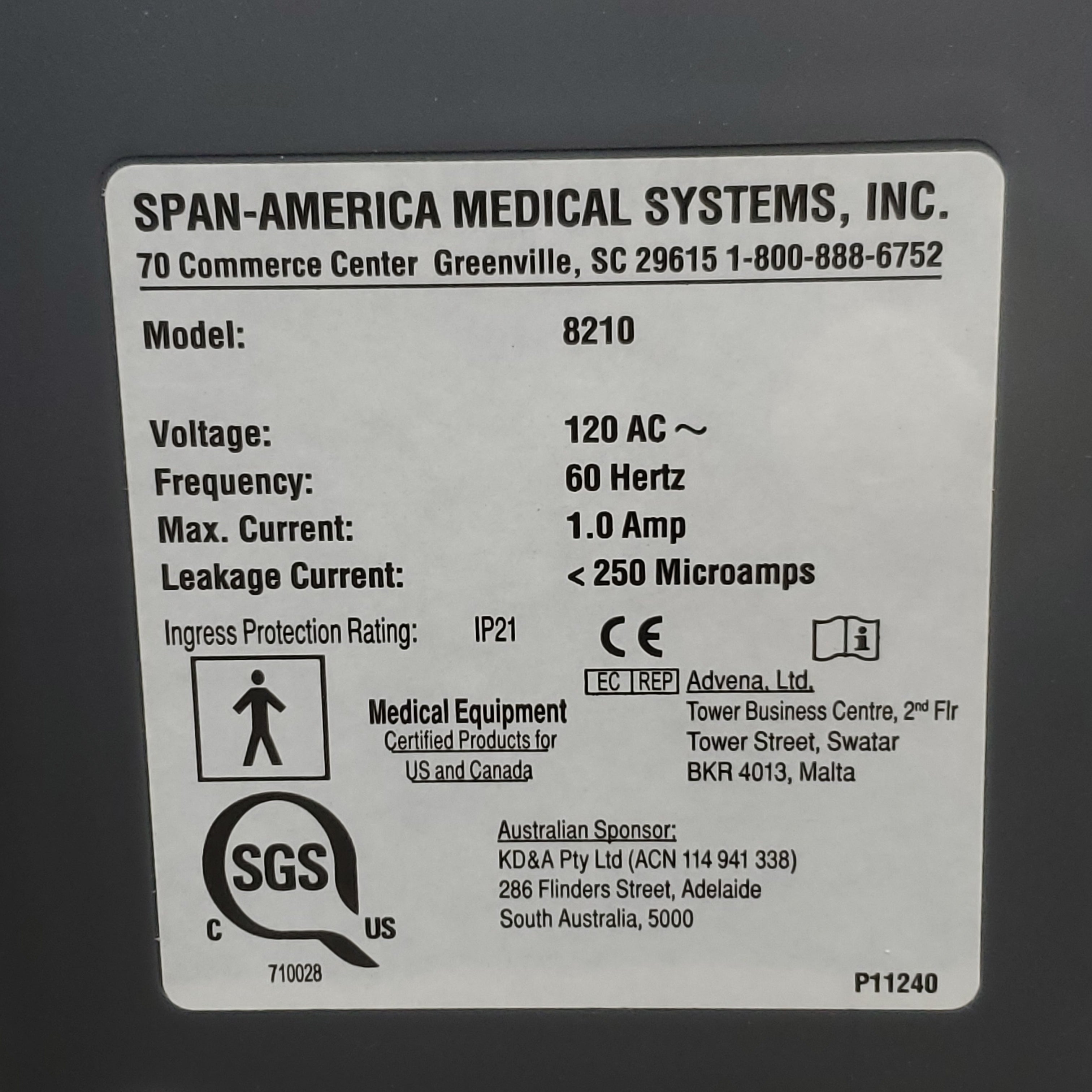 SPAN AMERICA Pressure Guard Easy Air Pump 11.5"H 8210 White