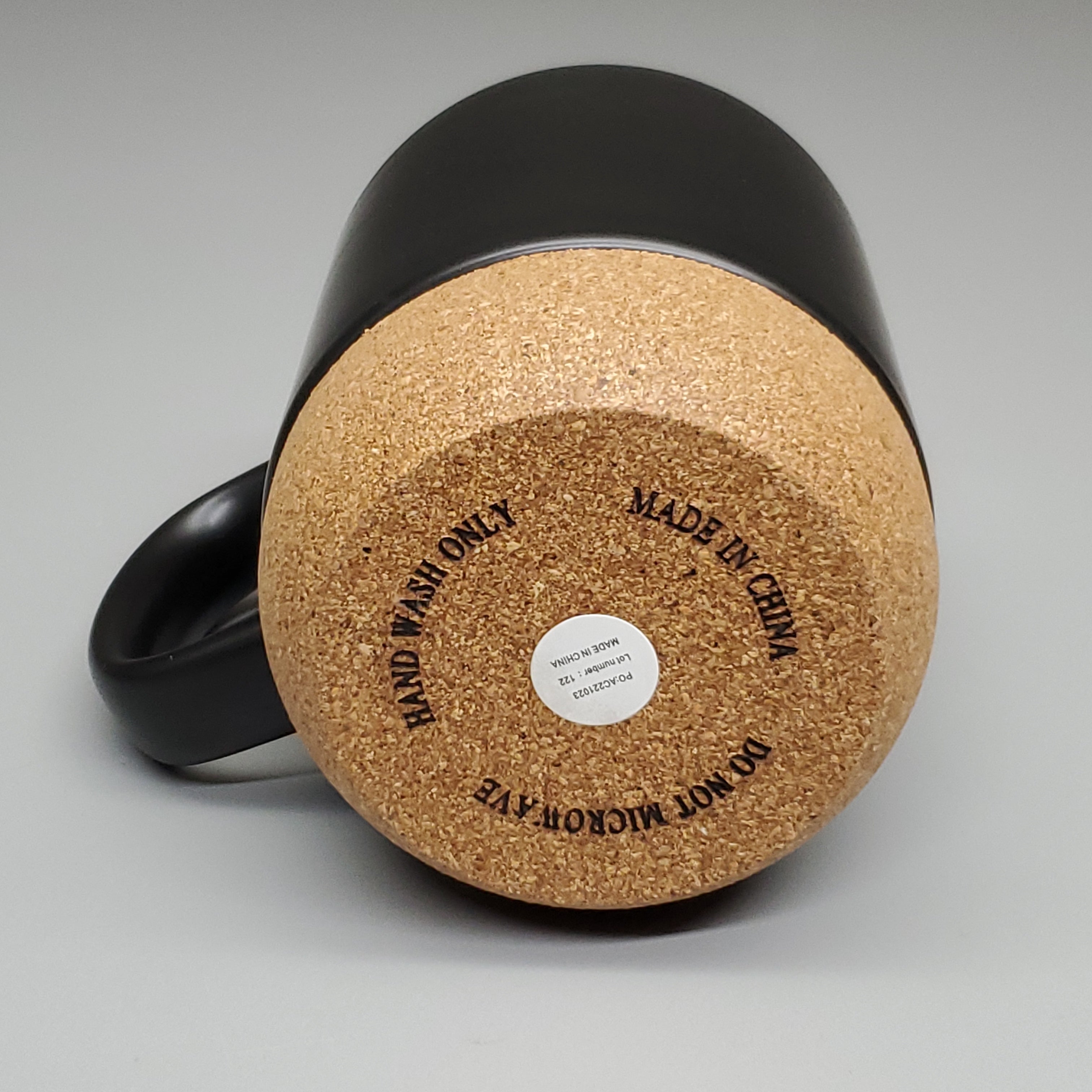 CERAMIC MUGS (12 PACK) w/ Cork Base & Lid Black AC566-00