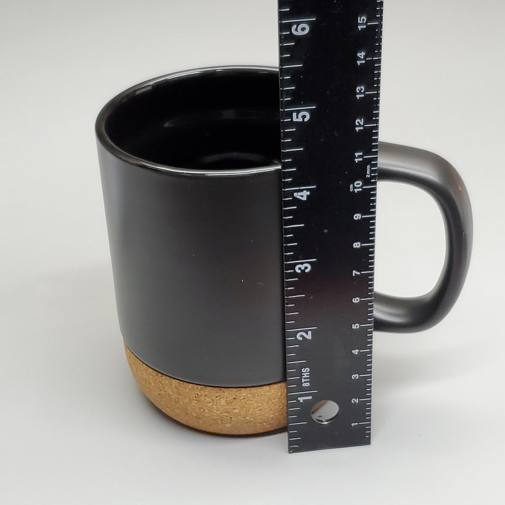 CERAMIC MUGS (12 PACK) w/ Cork Base & Lid Black AC566-00