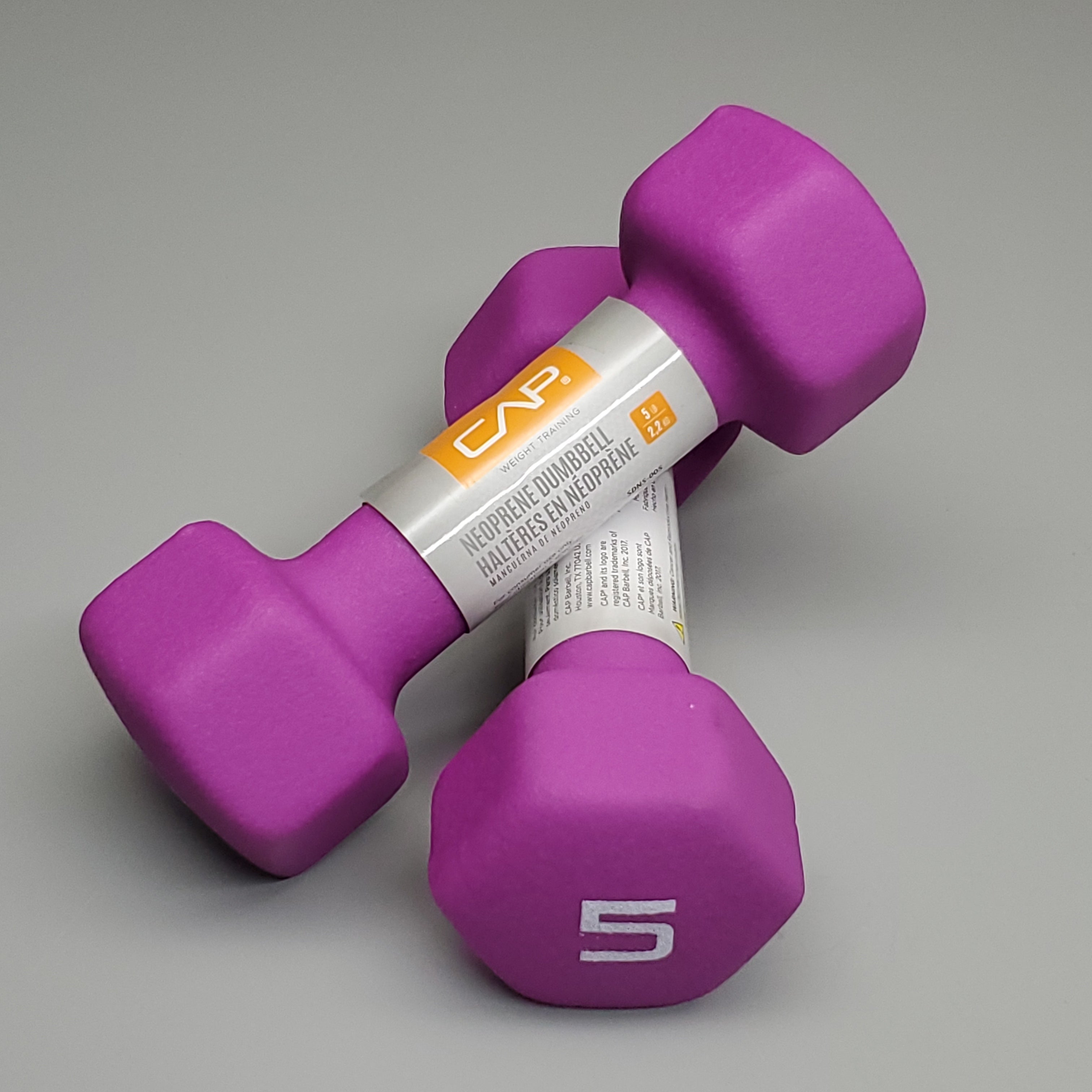 CAP 2PK! Neoprene Coated Dumbbells 5 lbs Each Purple SDN5-005 (New)