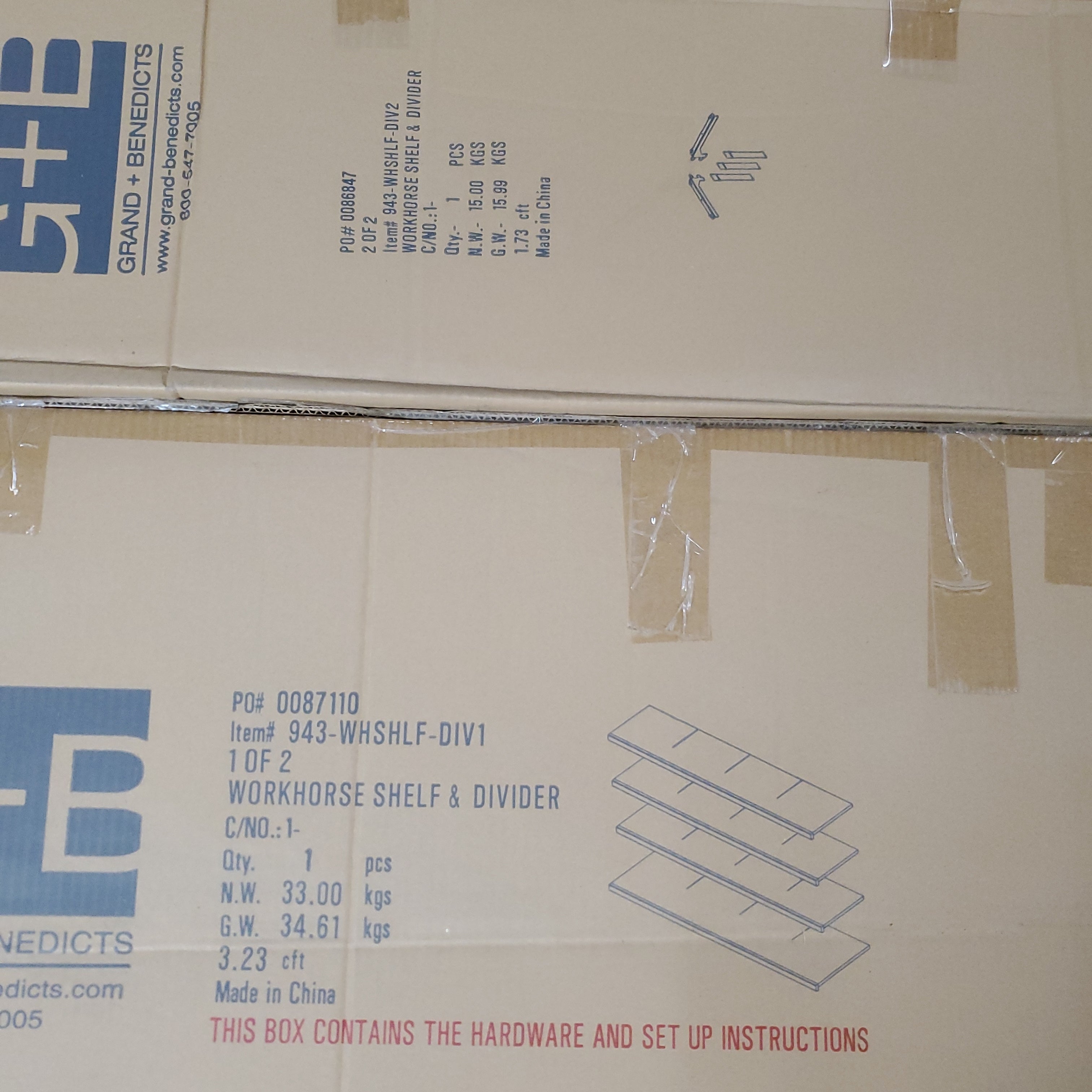 ZA@ GRAND + BENEDICTS Workhorse Shelf Brackets & Dividers 943-WHSHLF-DIV2 (New)