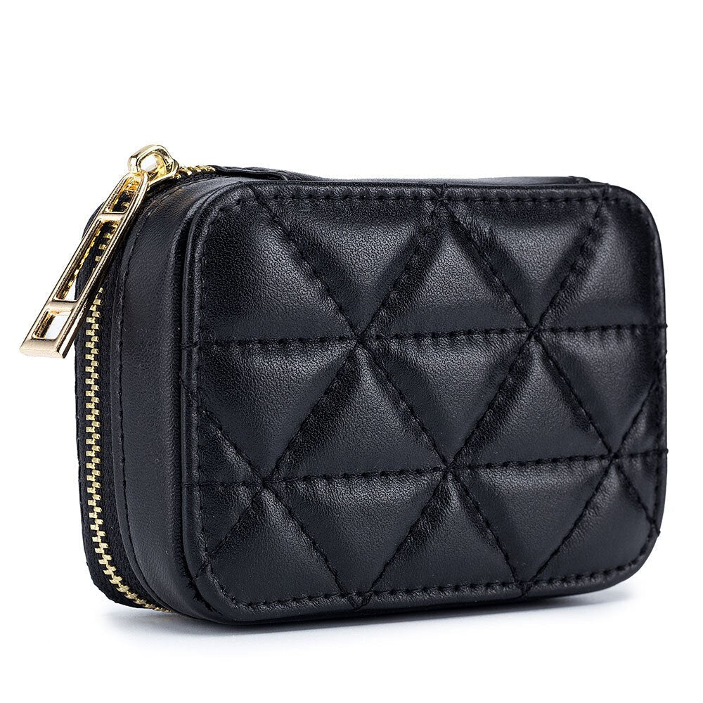 Portable Lipstick Case with Mirror Brand Design Genuine Leather Cosmetic Bag Pouch Ladies Cosmetics Organizer Pouch Box Wallet