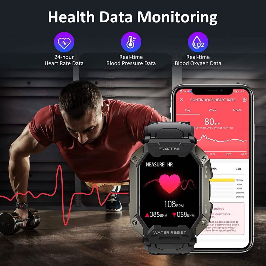 1.71" Tactical Military Sports Smart Watch