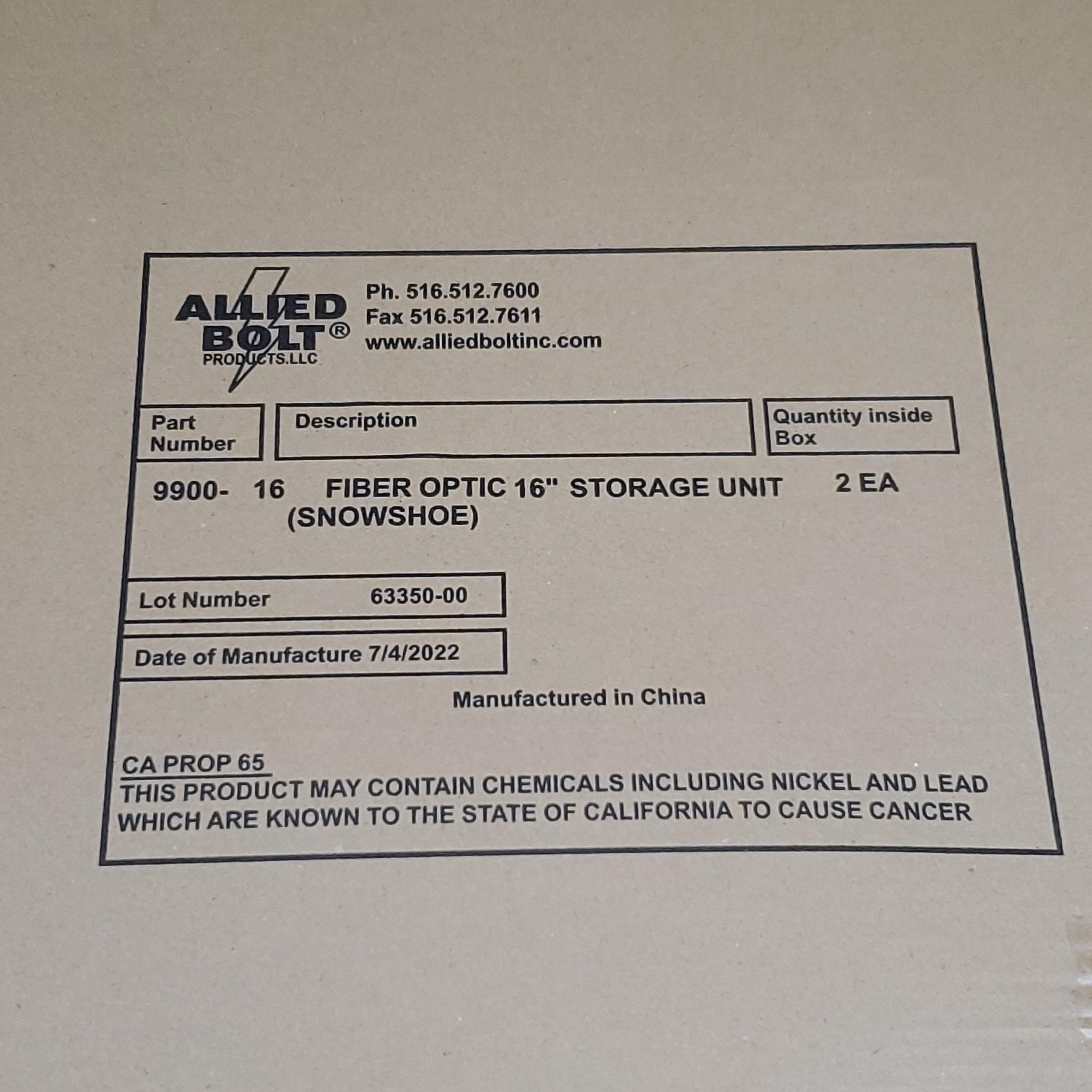 ALLIED BOLT 2PK! Fiber Optic 16" Storage Snowshoe for Strand 9900-16