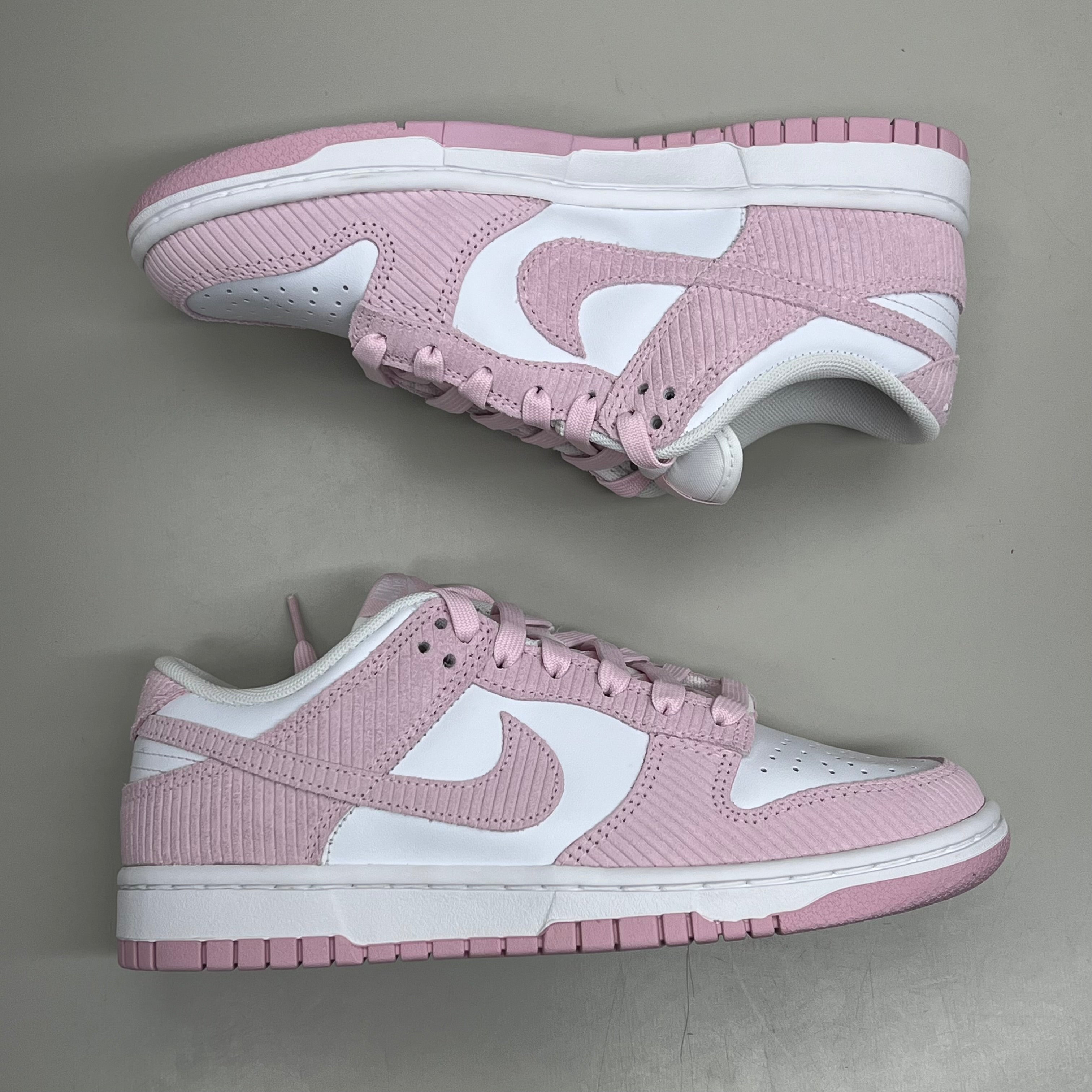 NIKE Classic Dunk Low Leather & Corduroy SZ Womens 8.5 Mens 7 White Pink FN7167