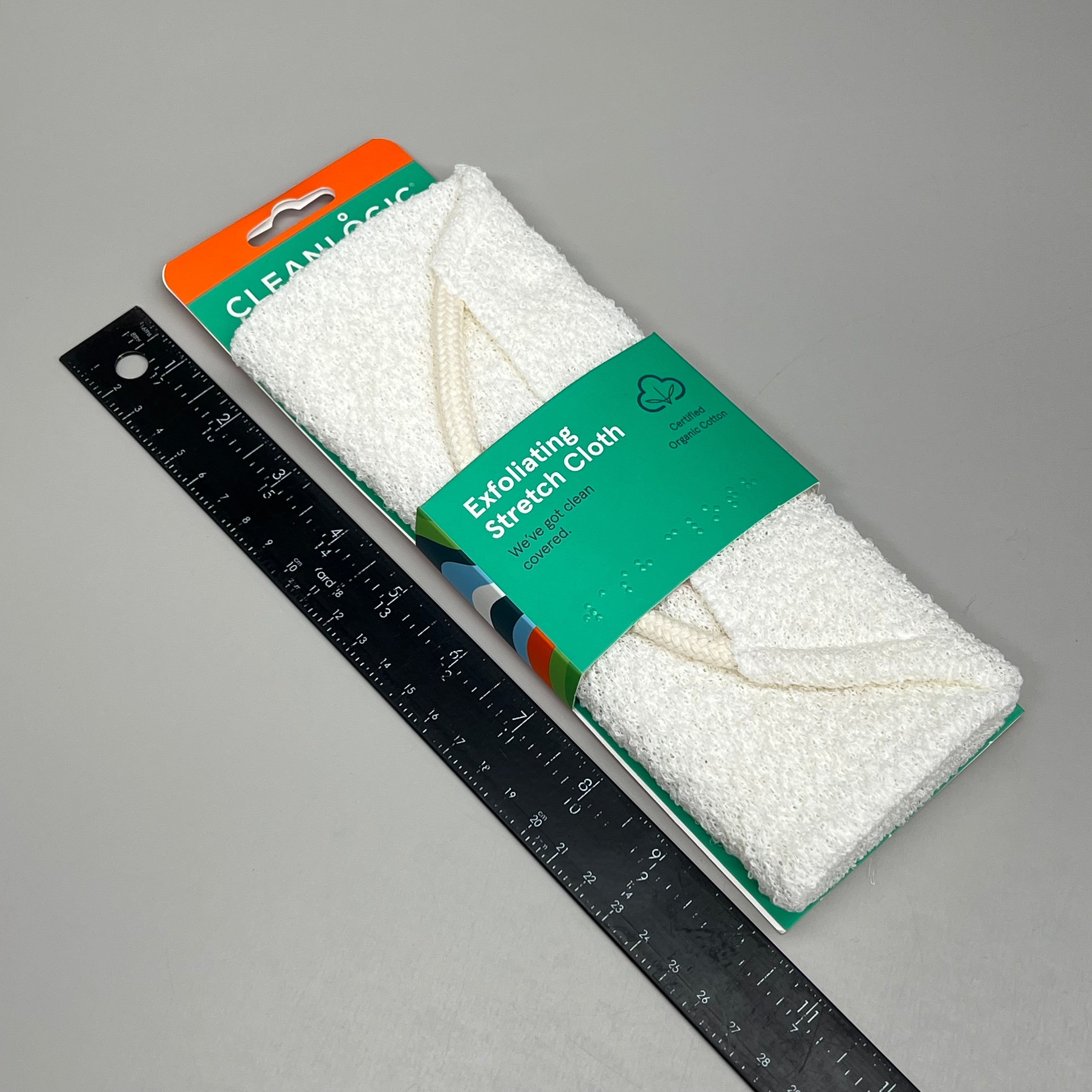 CLEANLOGIC Certified Organic Cotton Exfoliating Stretch Cloth 17"x 8" 1200219