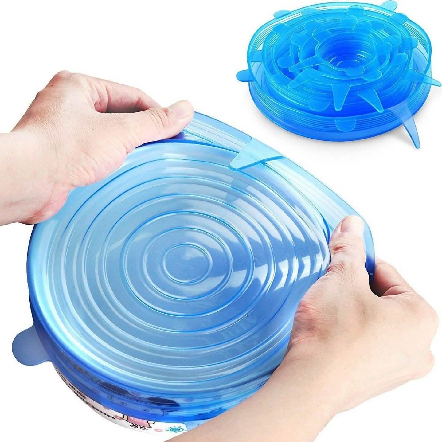 18-Pack: Stretchable Silicon Blue Cover Lid