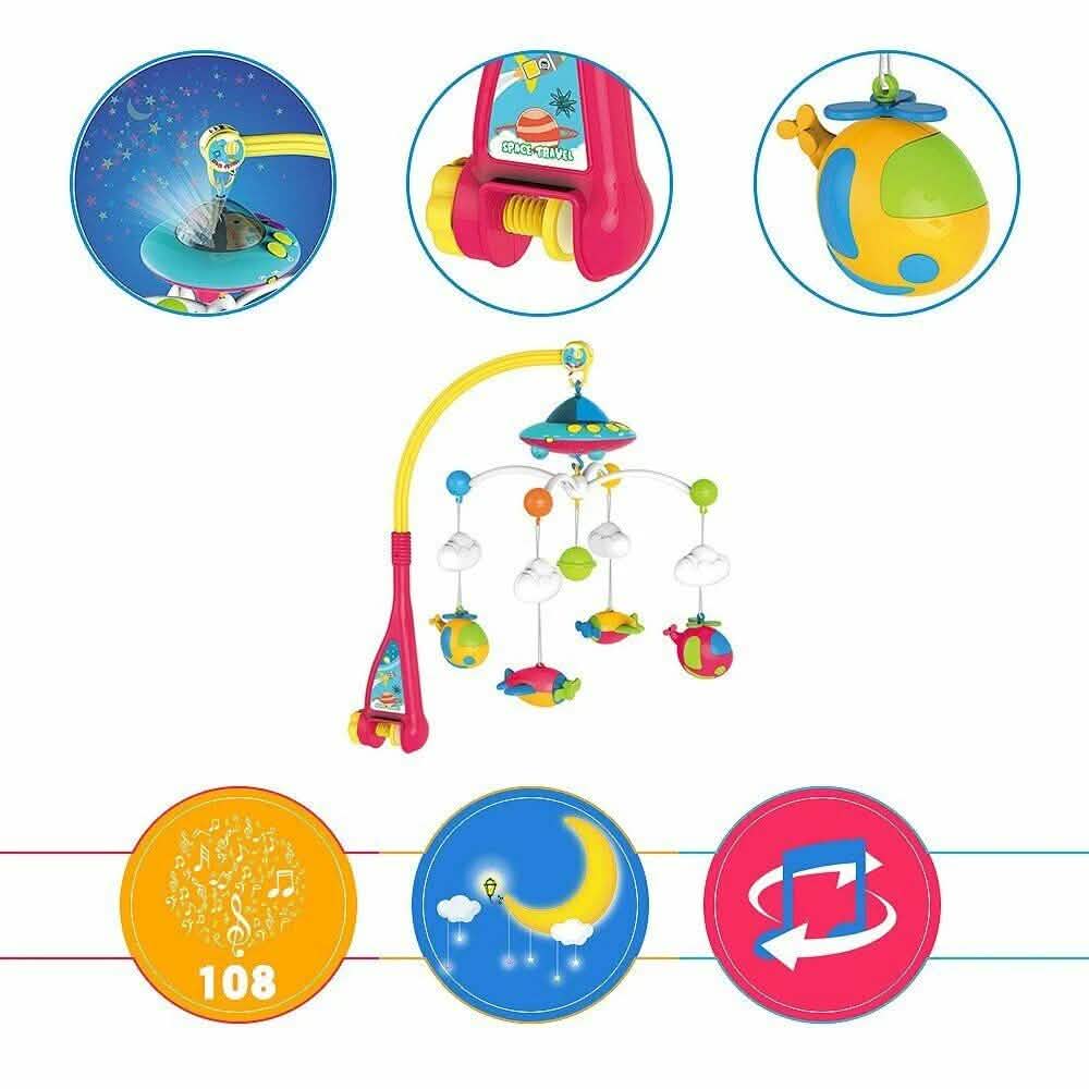 180 Melodies Music Crib Toy Twinkle Light Mobile Cot Bed Bell Box Baby Rattles
