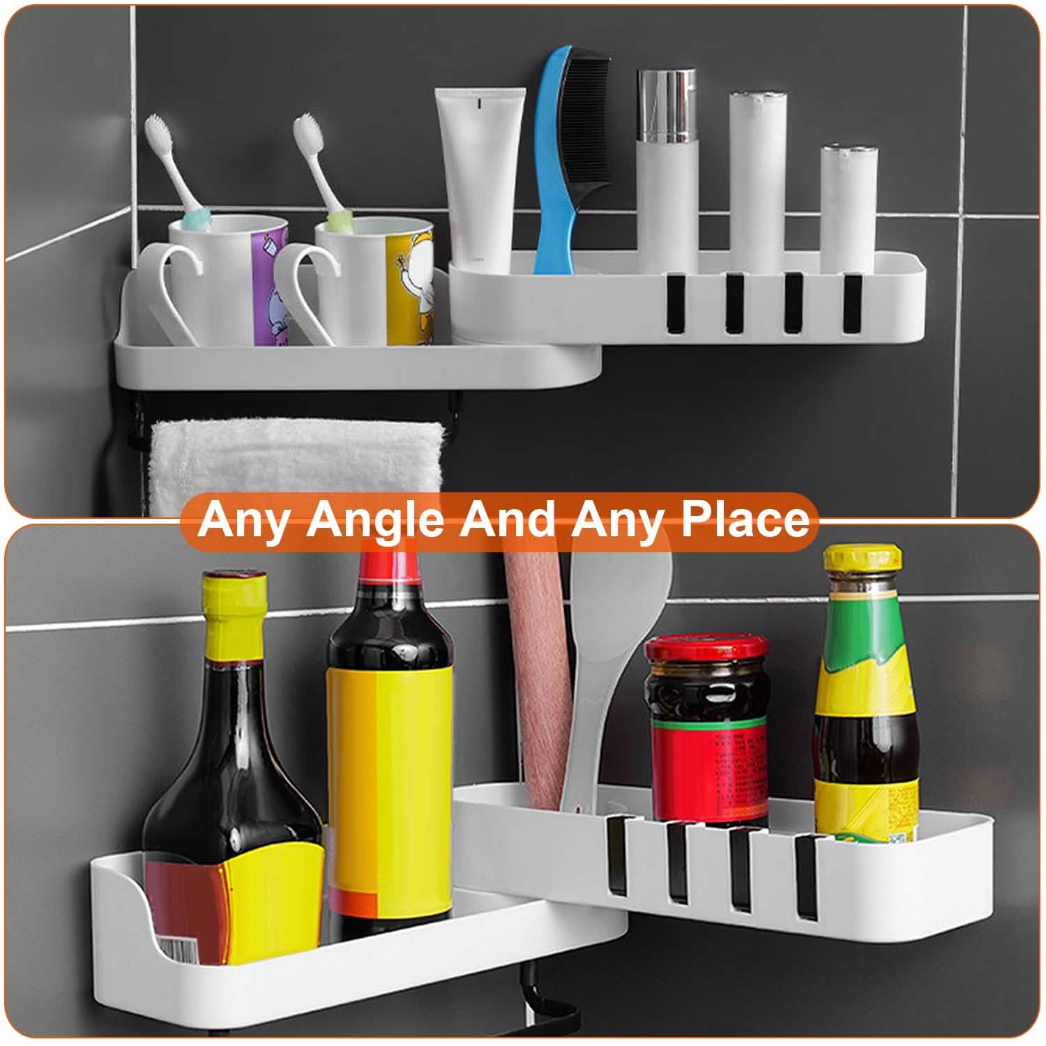 180° Rotatable Bathroom Corner Caddy Shelf