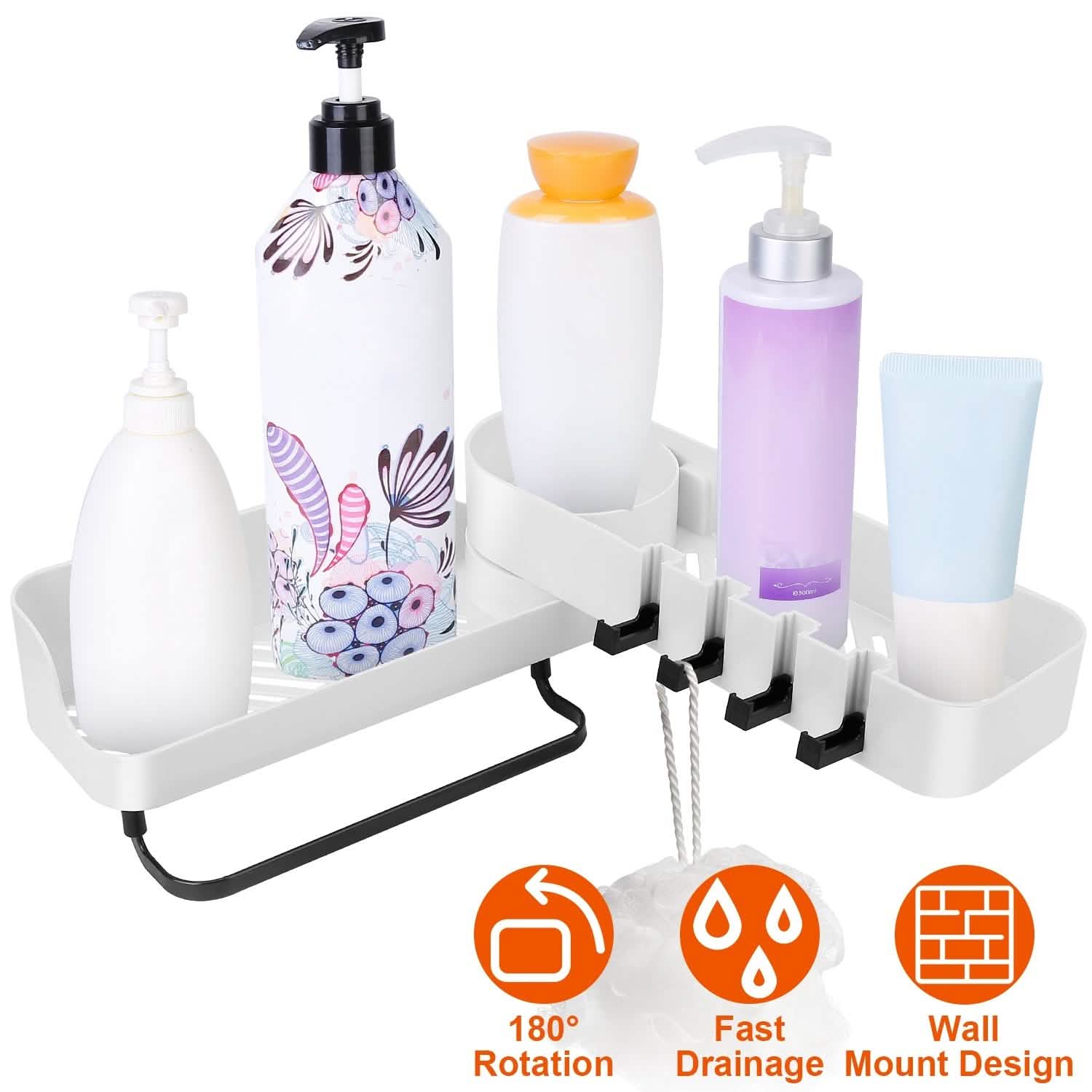 180° Rotatable Bathroom Corner Caddy Shelf