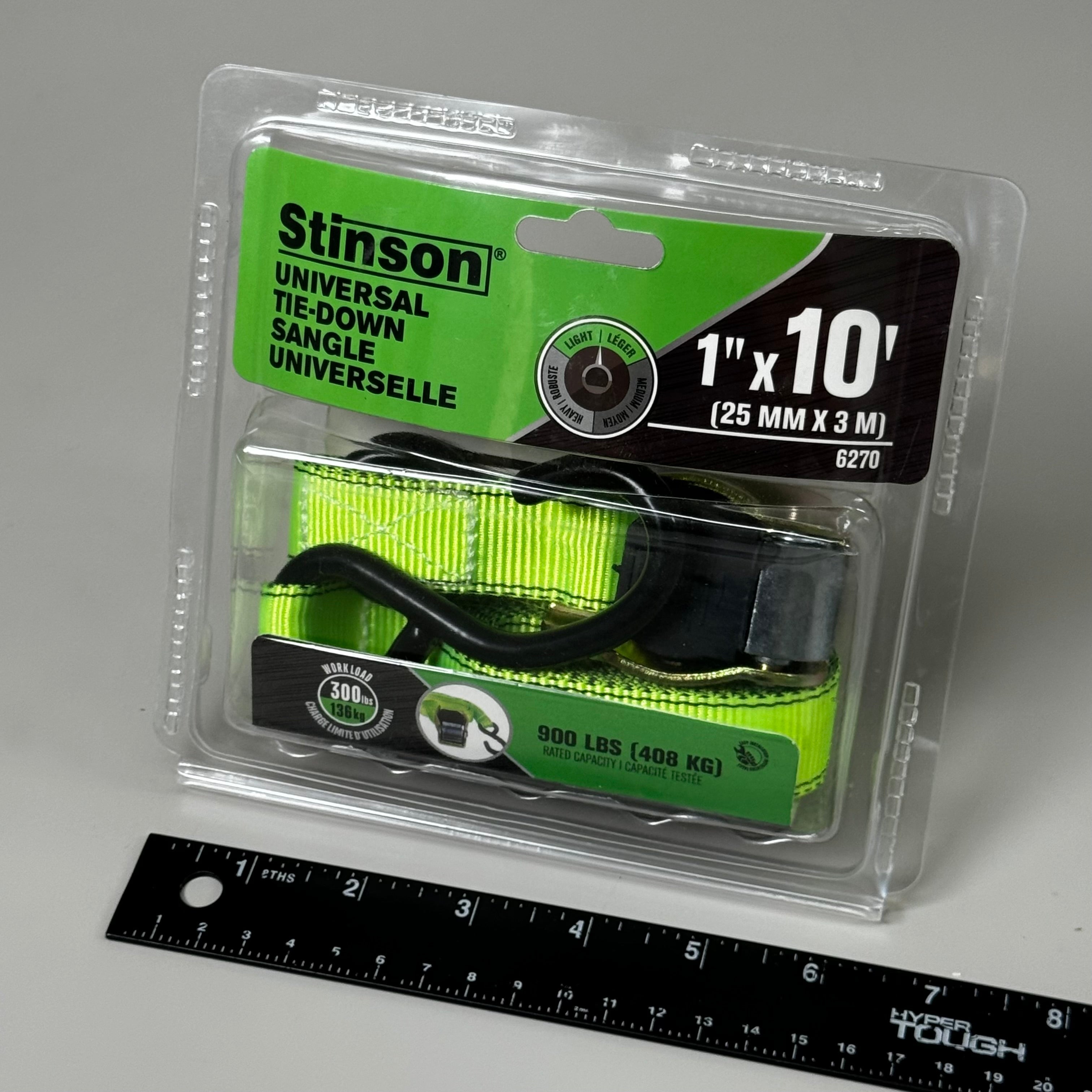 STINSON Universal Tie-Down 900lbs Capacity Weight 1" x 10' Green 406270