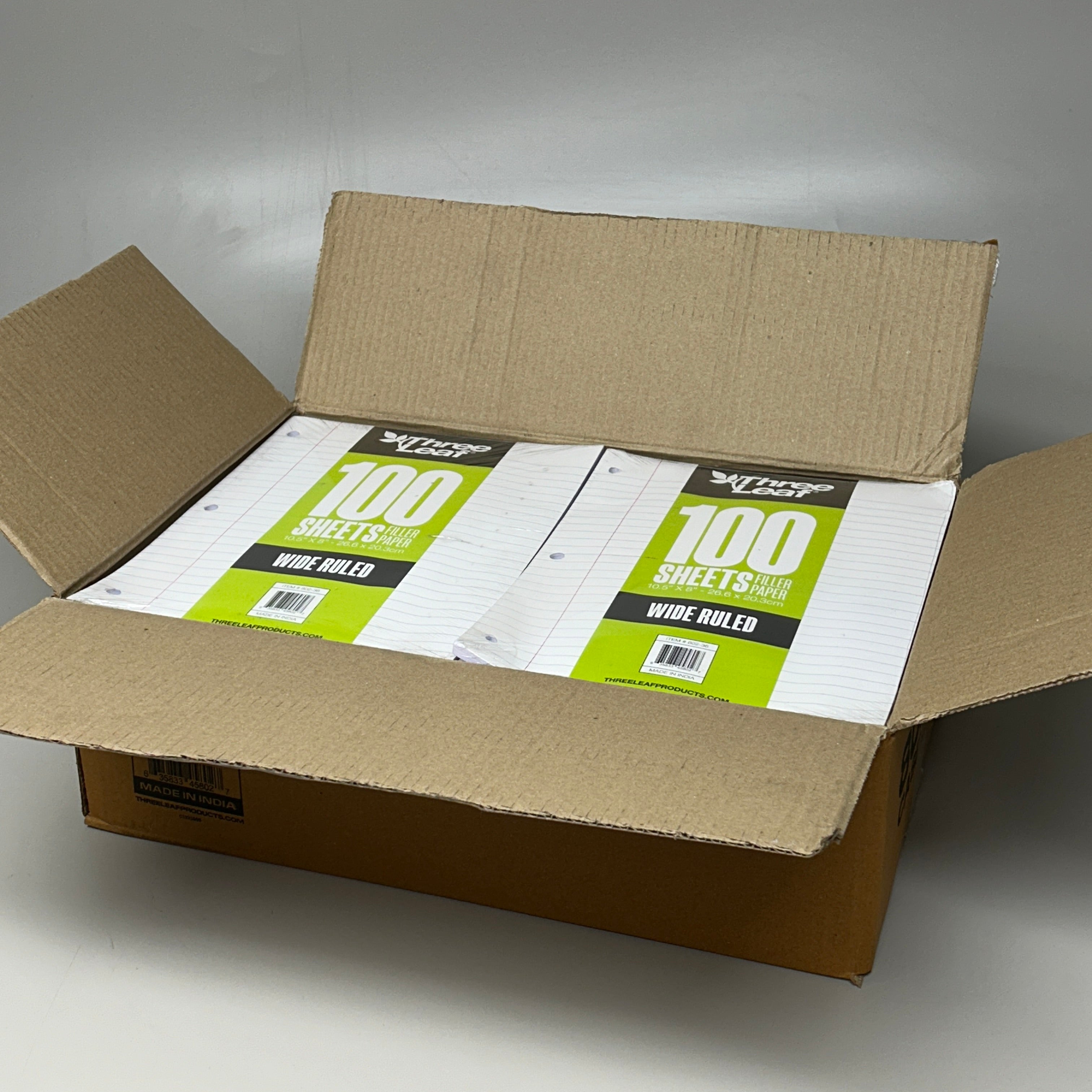 THREE LEAF (36 PACK) Filler Paper Wide Ruled 100 Count 10.5" x 8" (New)
