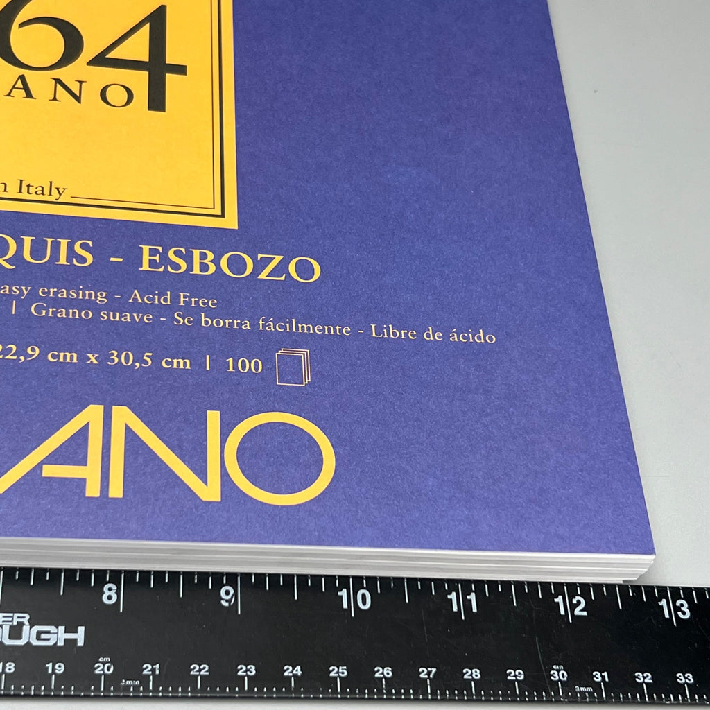 FABRIANO (5 PACK) I264 Sketch Paper Pads 9" x 12" ITALY 100 Sheets (500 TOTAL) White