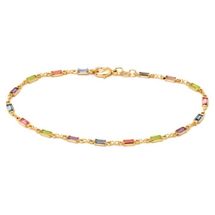 18K Gold Anklet Made with Swarovski Elements