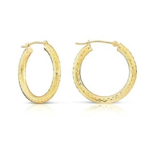 18K Gold Classic 30MM Diamond Cut Hoop Earrings