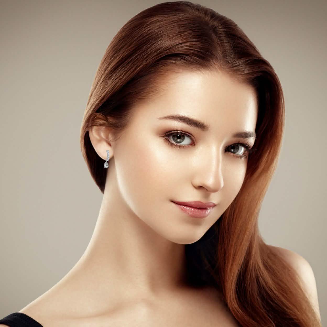 18K Gold Dangle Crystal Drop Huggie Earrings