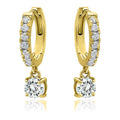 18K Gold Dangle Crystal Drop Huggie Earrings