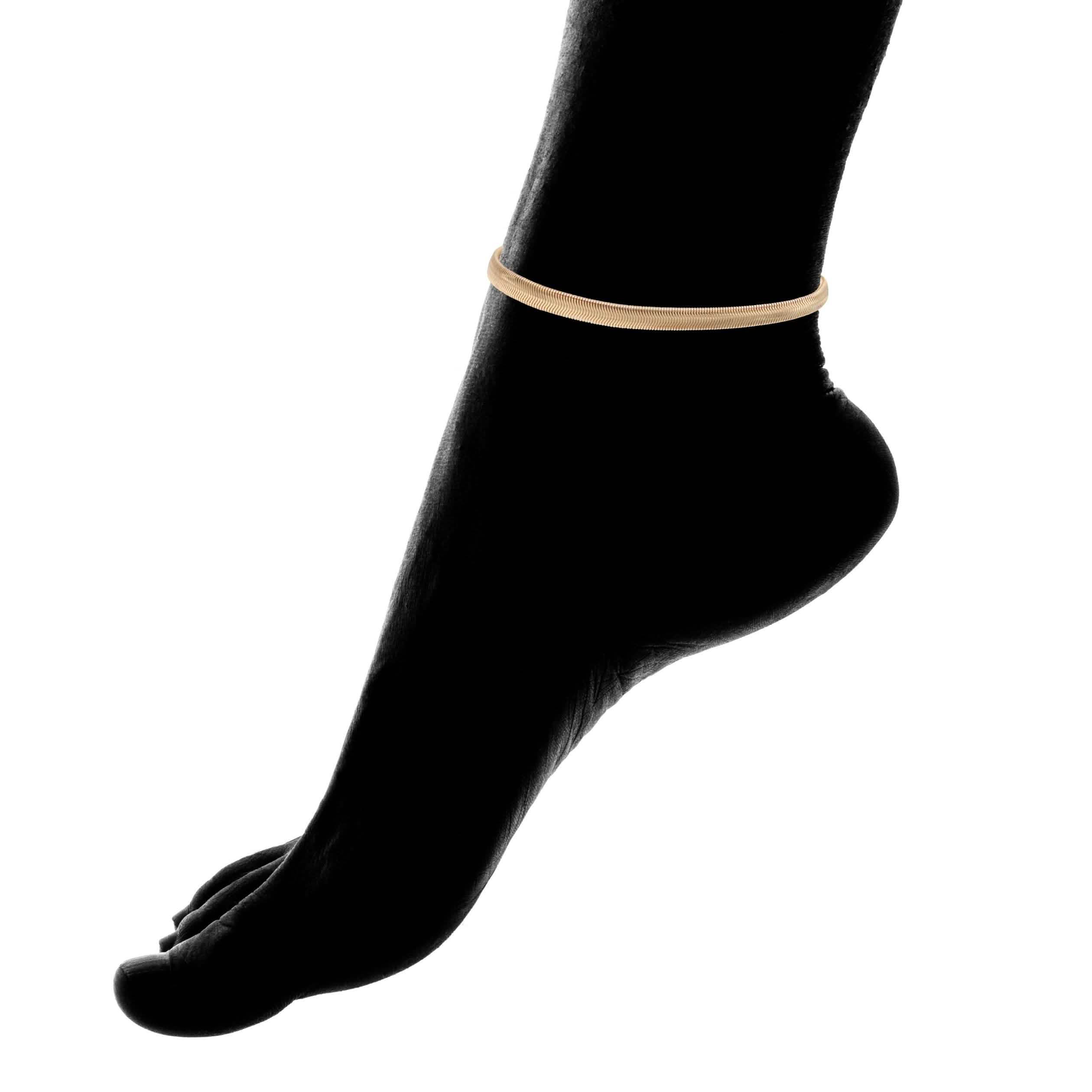 18K Gold Herringbone Anklet
